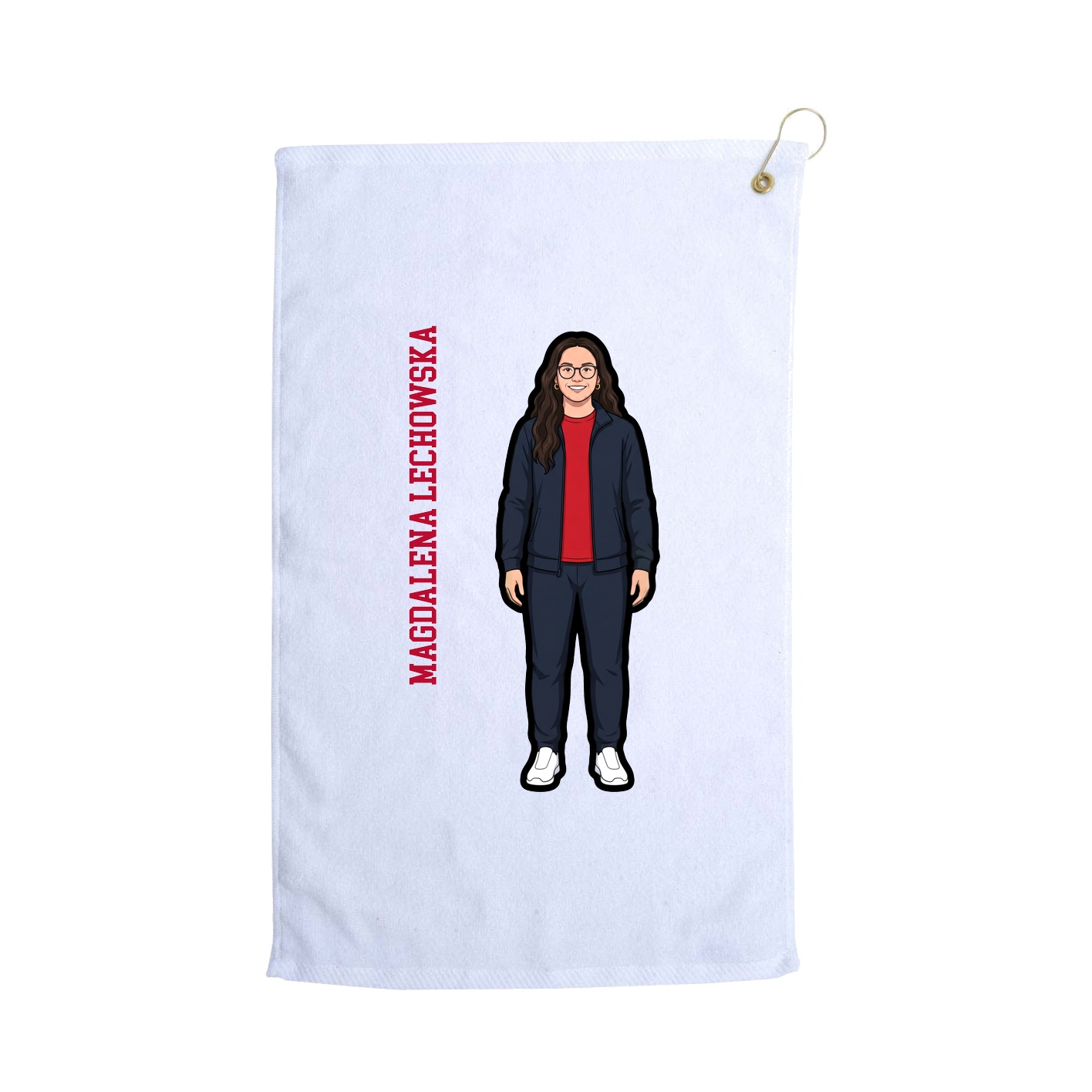 Golf Towel — Name Vertical in White