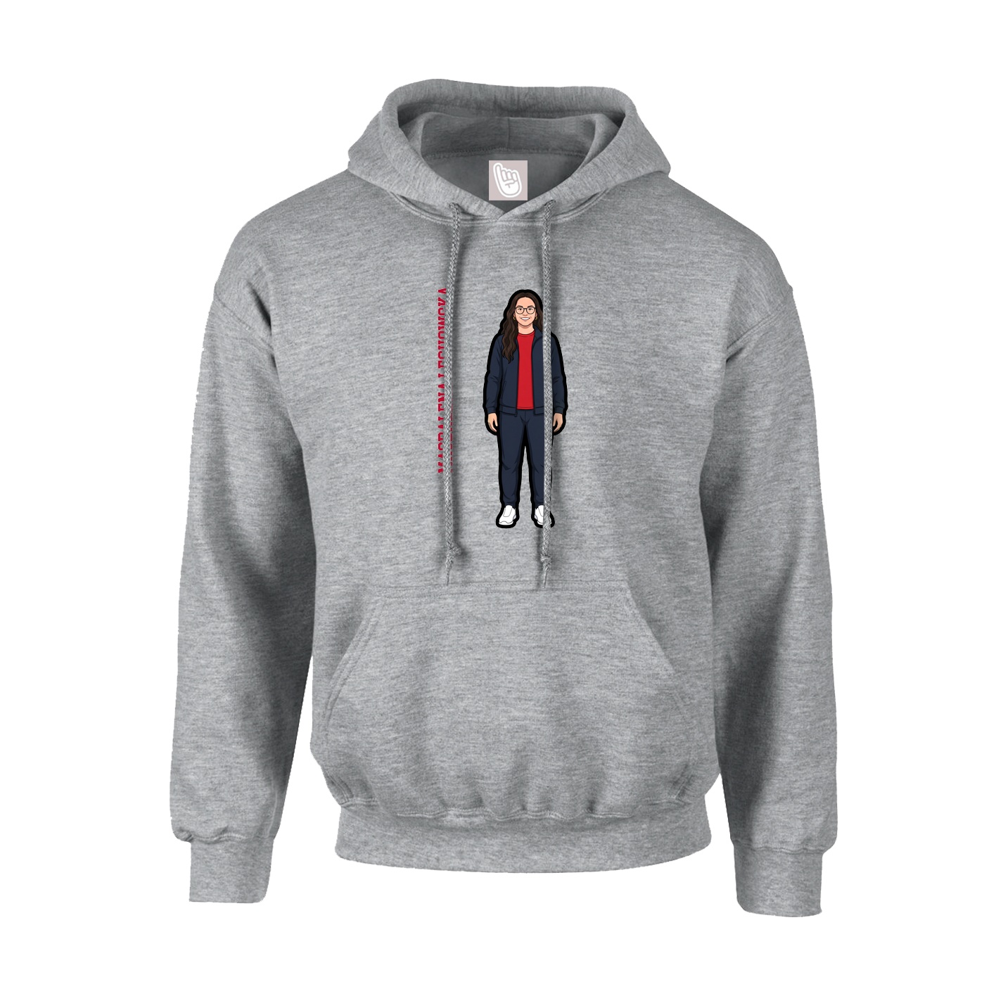 Hoodie — Name Vertical in Grey