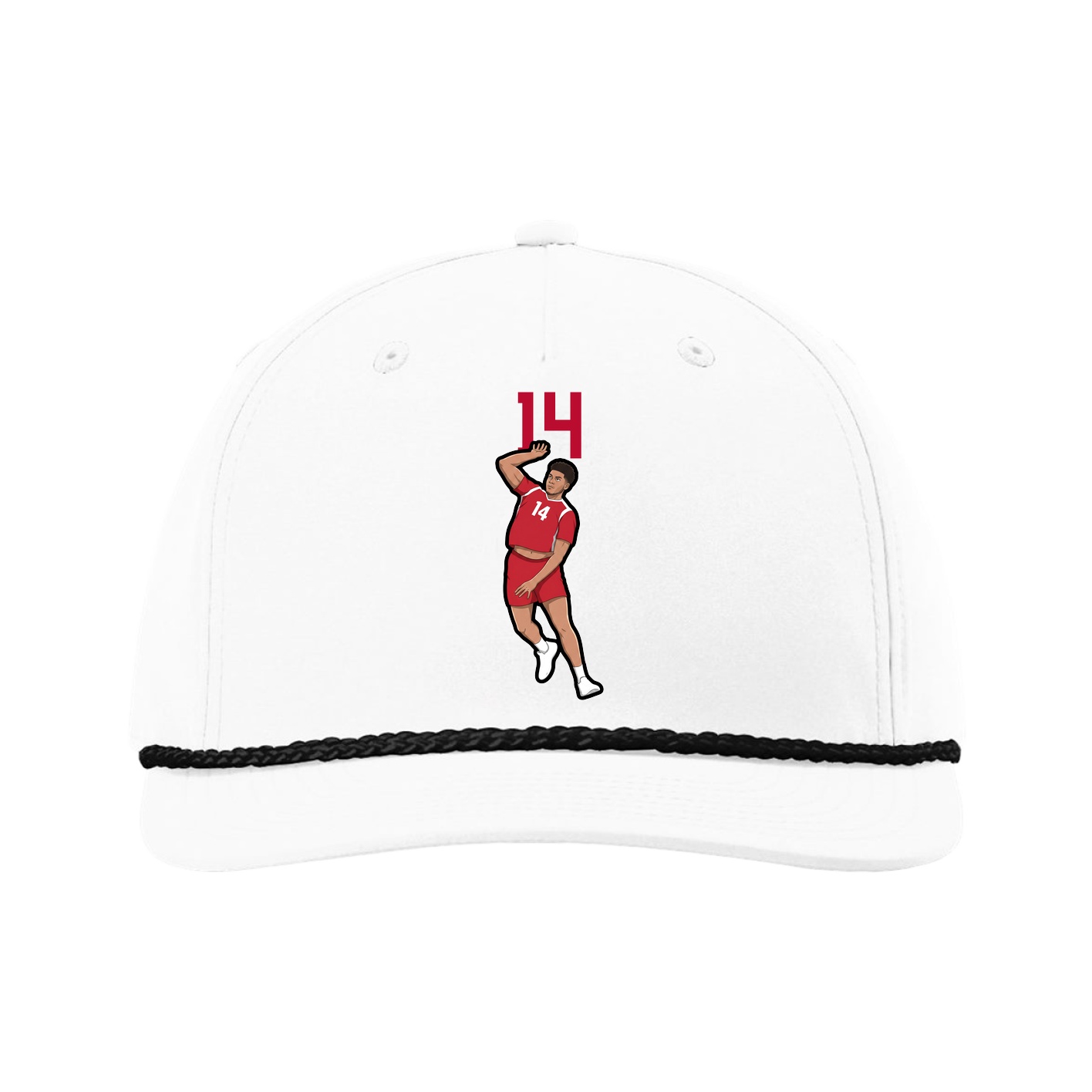 Five-Panel Classic Rope Cap — Number Top in White