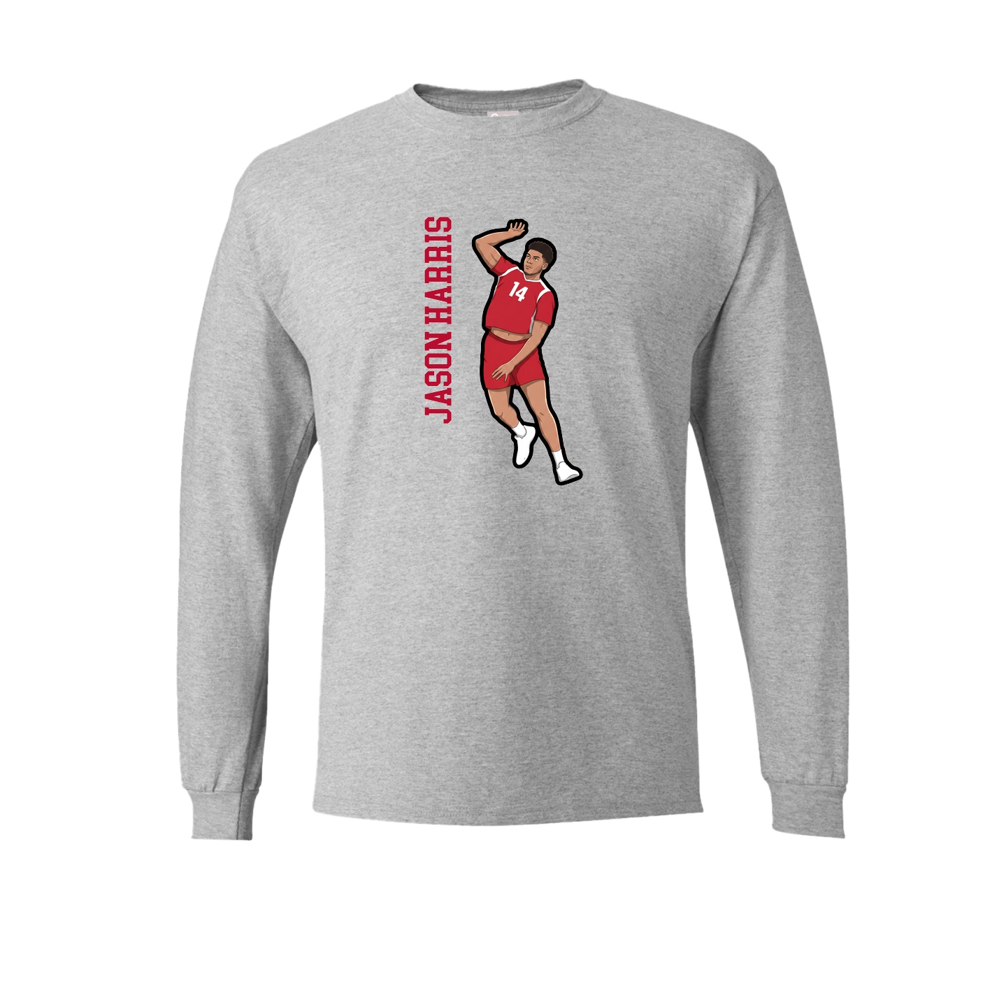 Long Sleeve Tee — Name Vertical in Grey