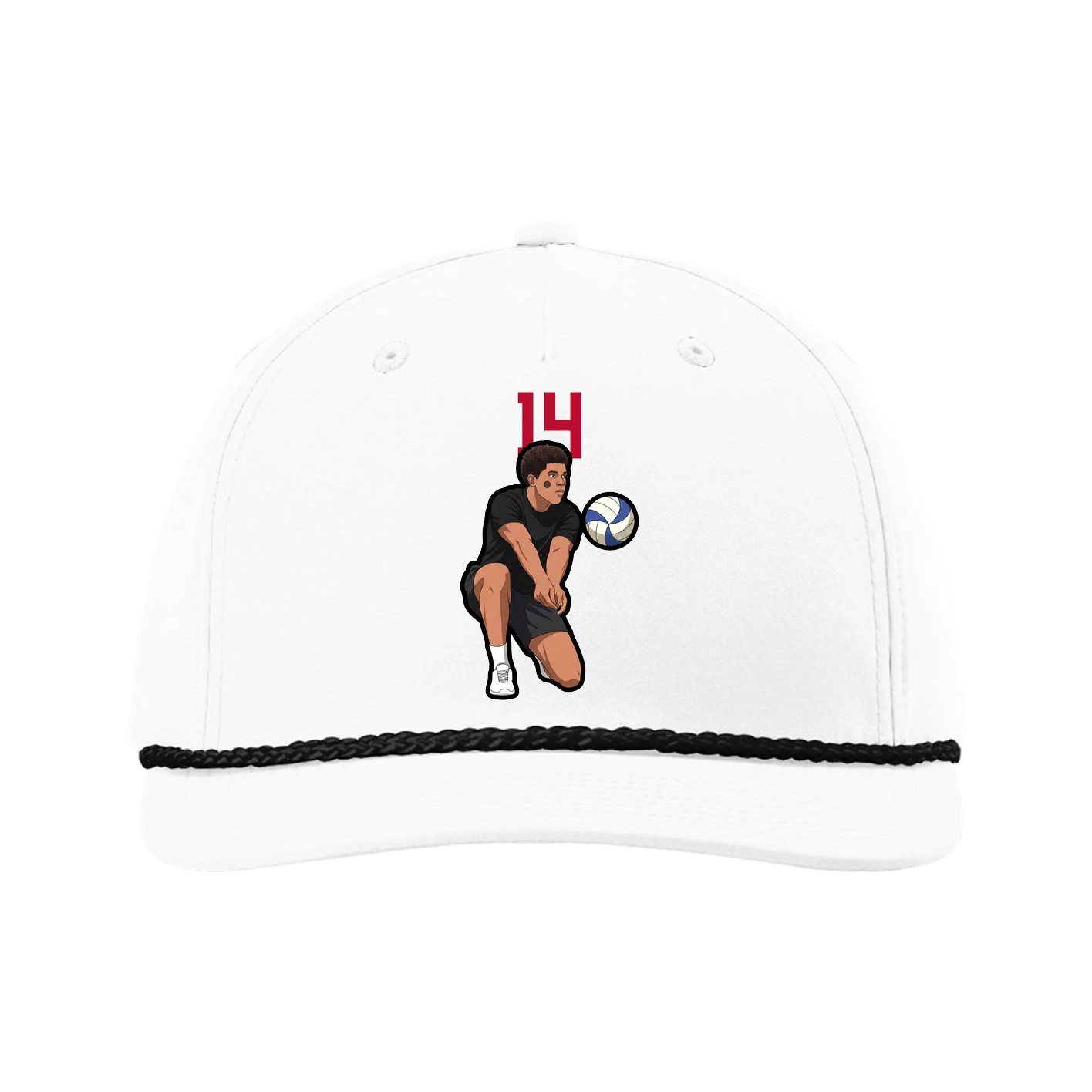 Five-Panel Classic Rope Cap — Number Top in White