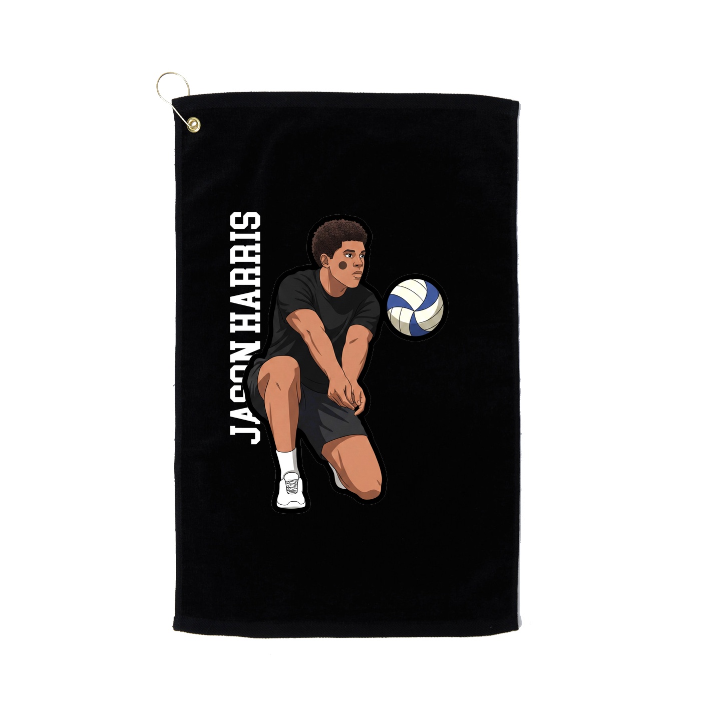 Golf Towel — Name Vertical in Black