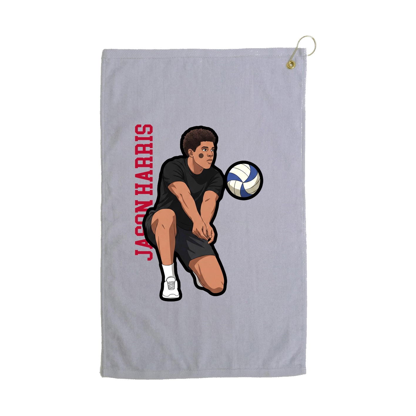 Golf Towel — Name Vertical in Grey