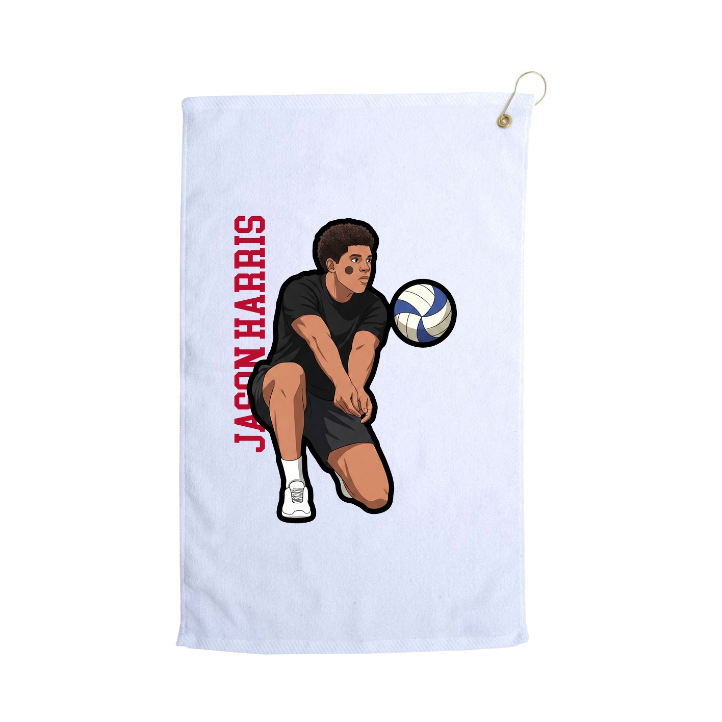 Golf Towel — Name Vertical in White