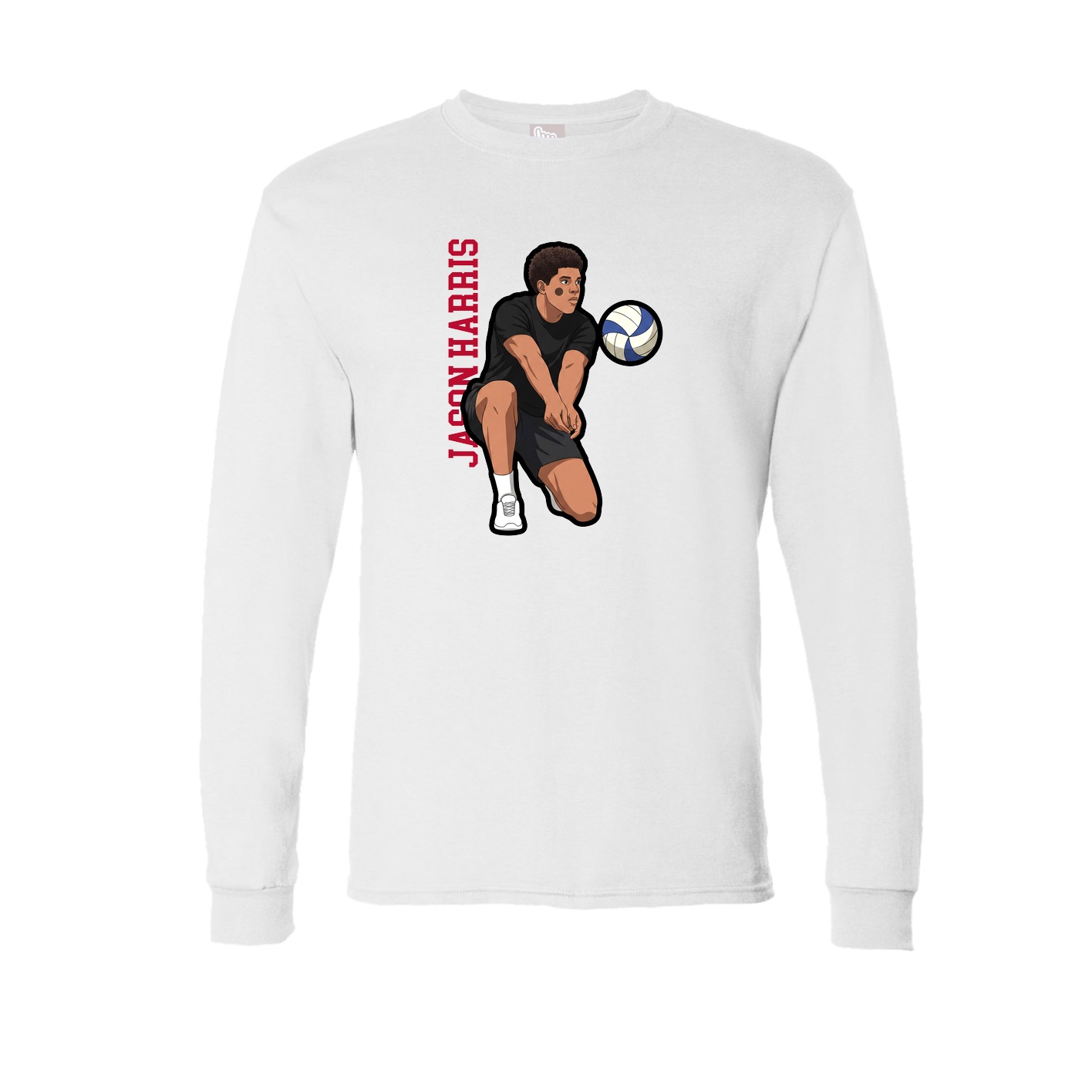 Long Sleeve Tee — Name Vertical in White