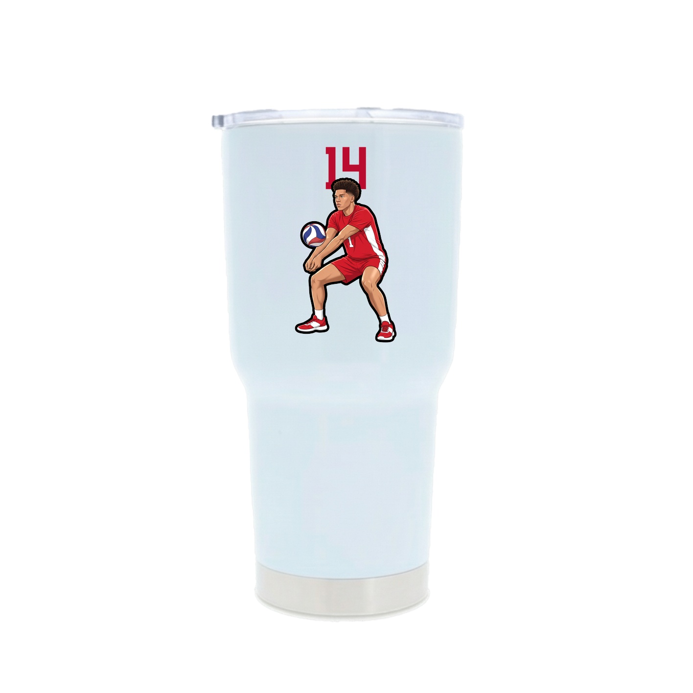 30oz Stainless Steel Tumbler — Number Top in White