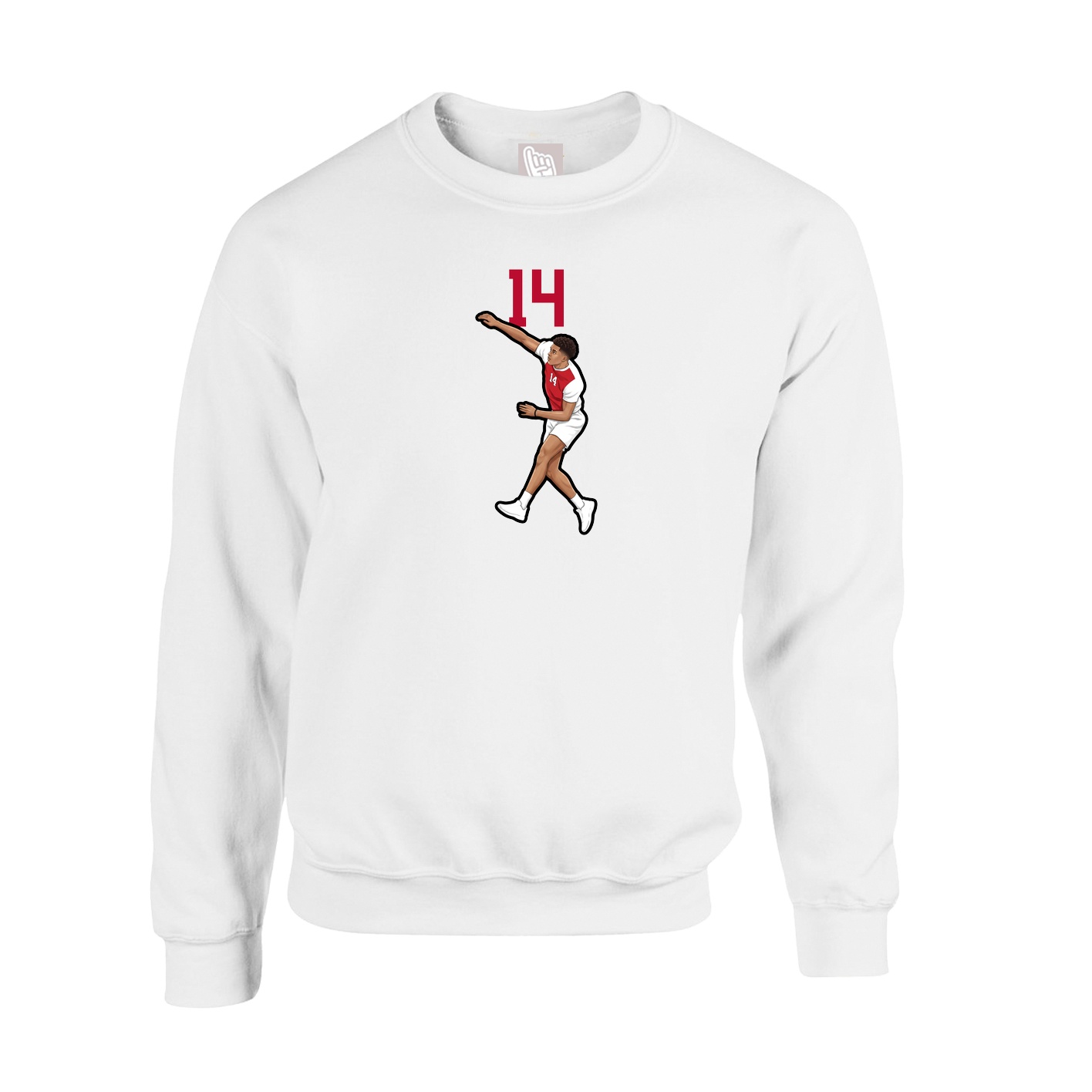 Fleece Crew — Number Top in White