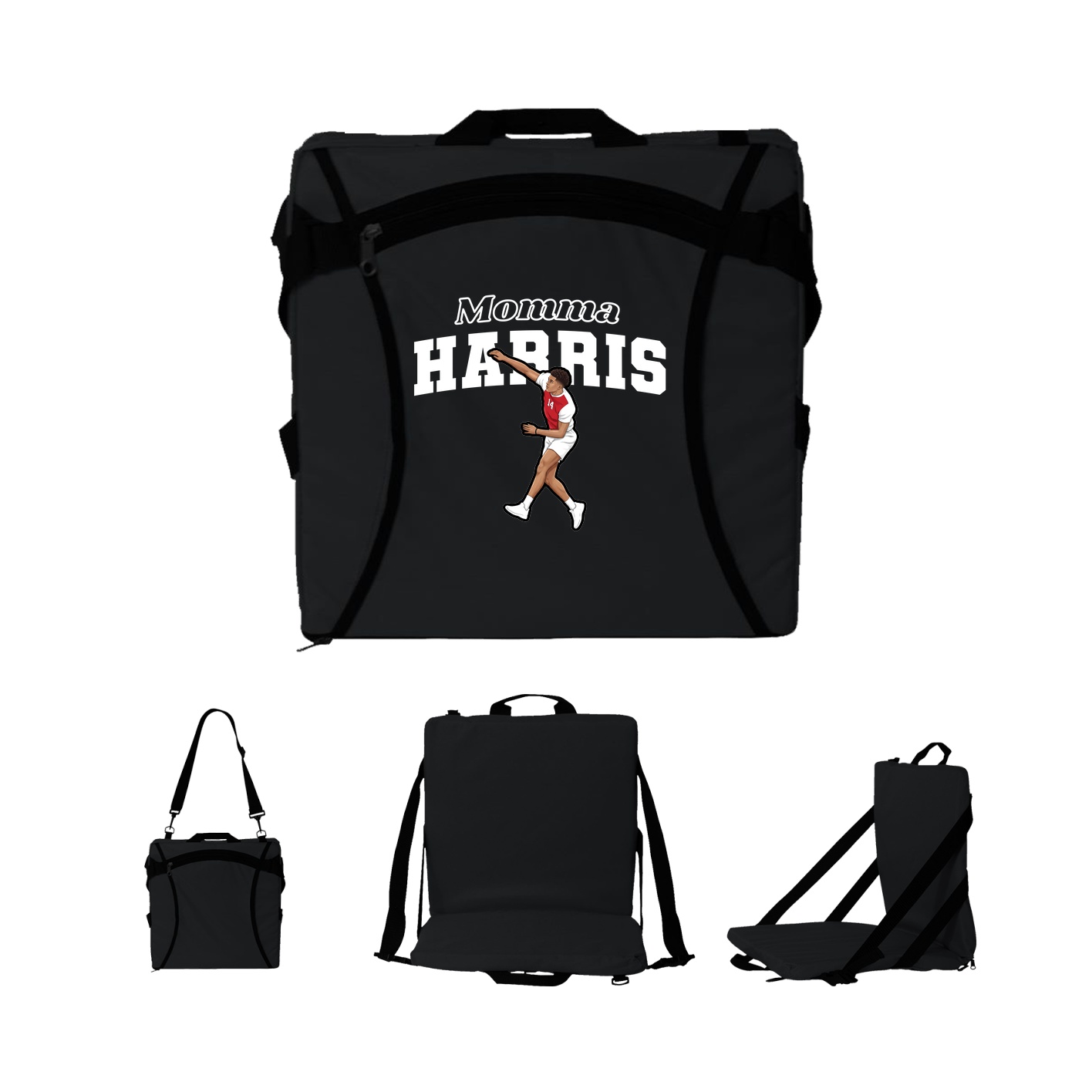 Folding Stadium Seat — Mothers Day Block in Black