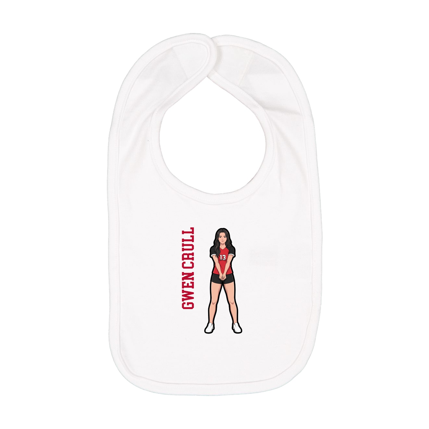 Infant Bib — Name Vertical in White