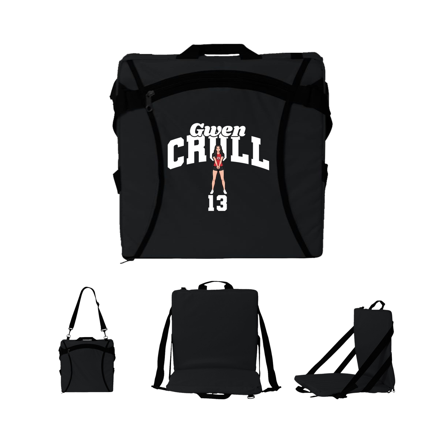 Folding Stadium Seat — Signature Arch in Black