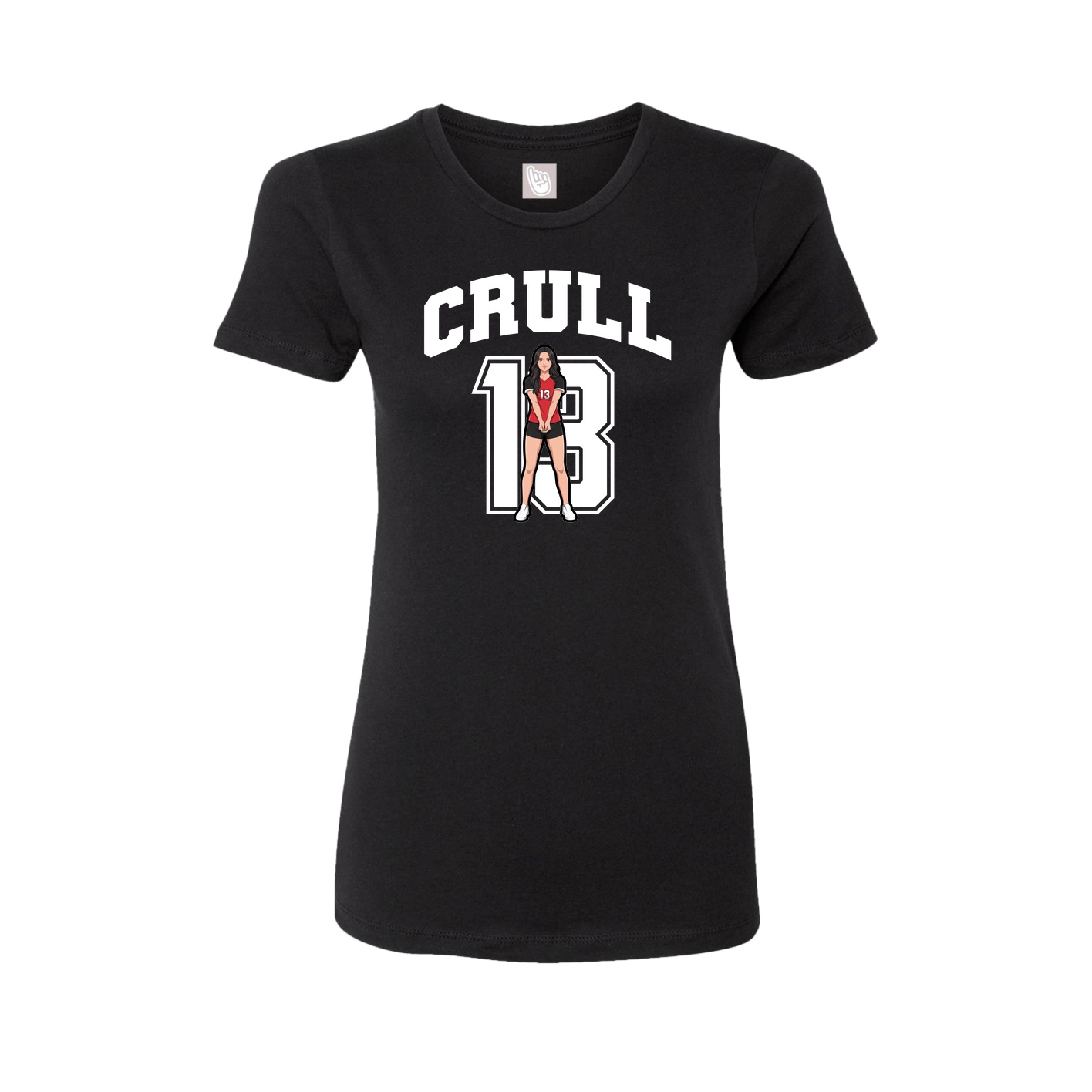 Fitted Women's Tee — Number in Black