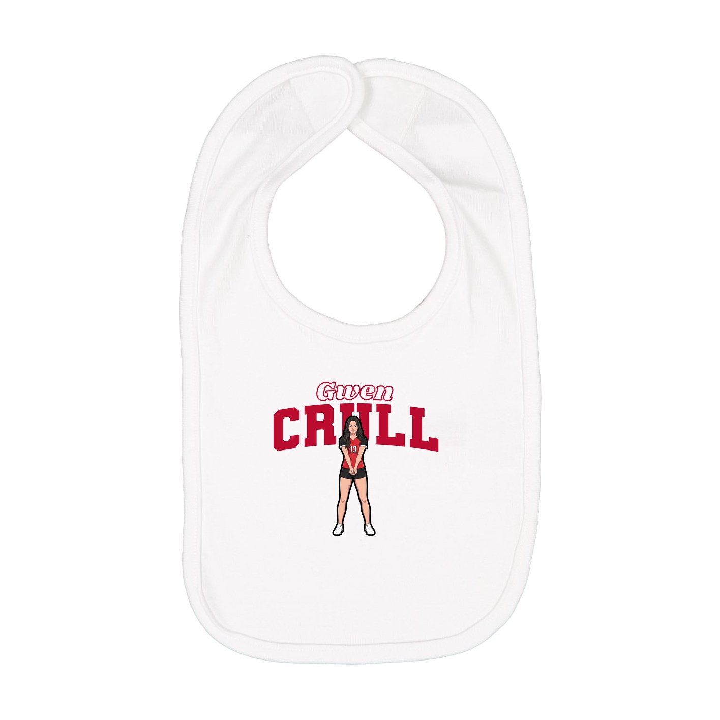 Infant Bib — Name Arch in White