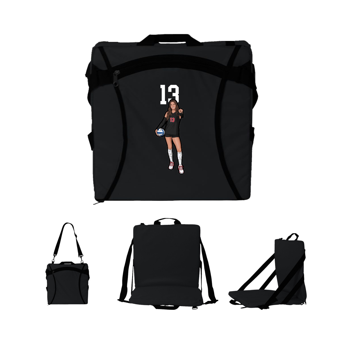 Folding Stadium Seat — Number Top in Black