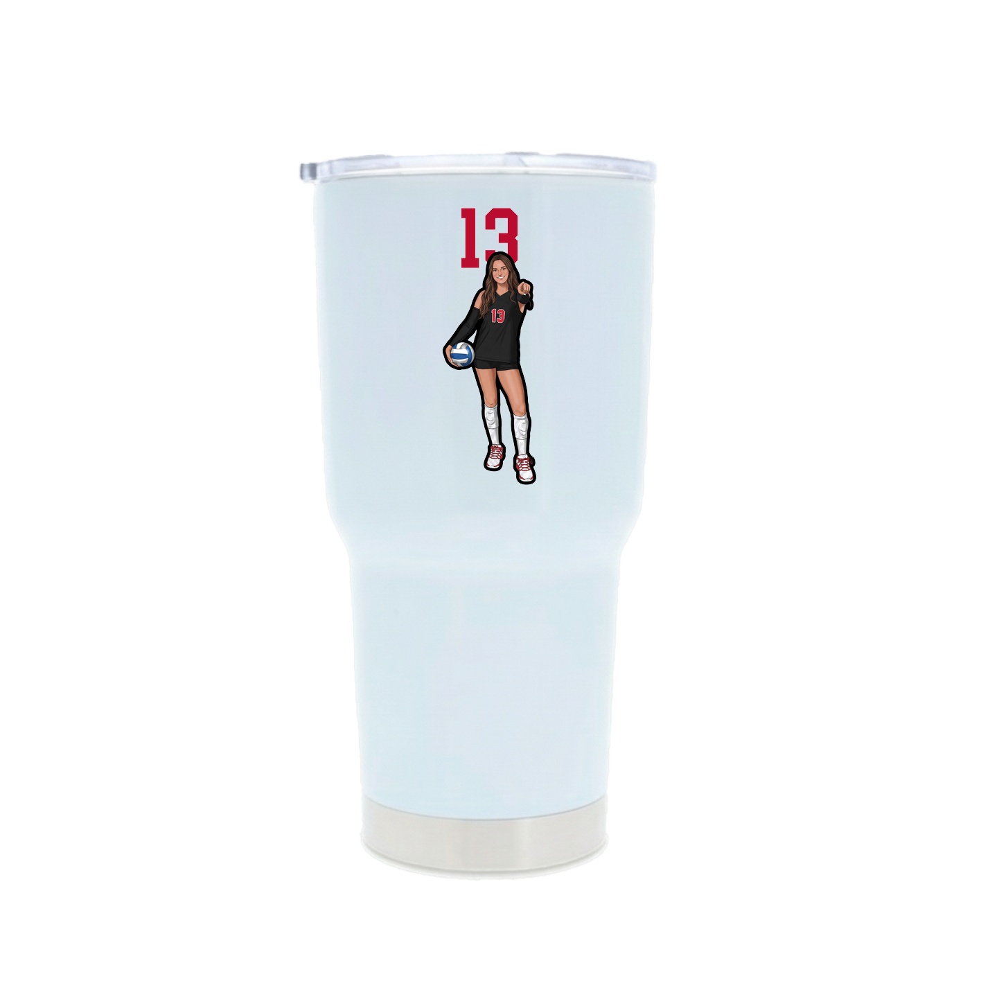 30oz Stainless Steel Tumbler — Number Top in White