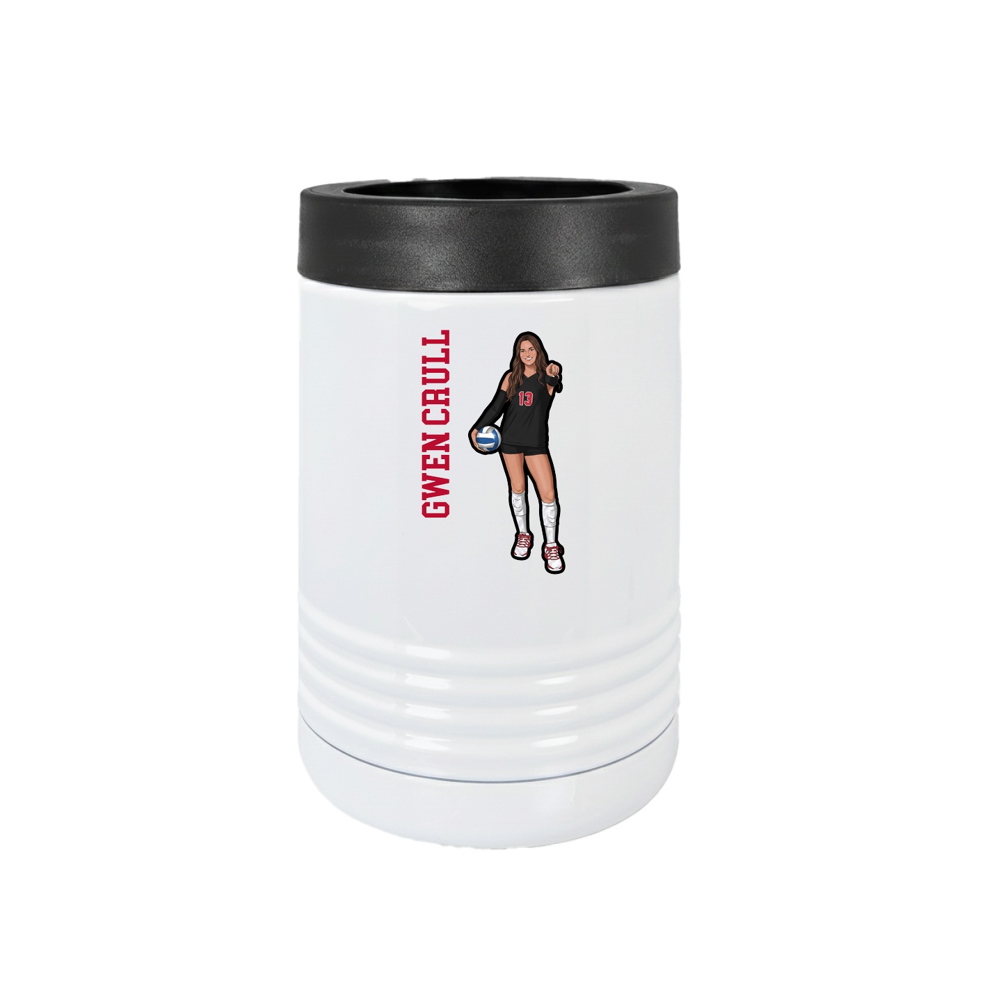 Beverage Holder — Name Vertical in White