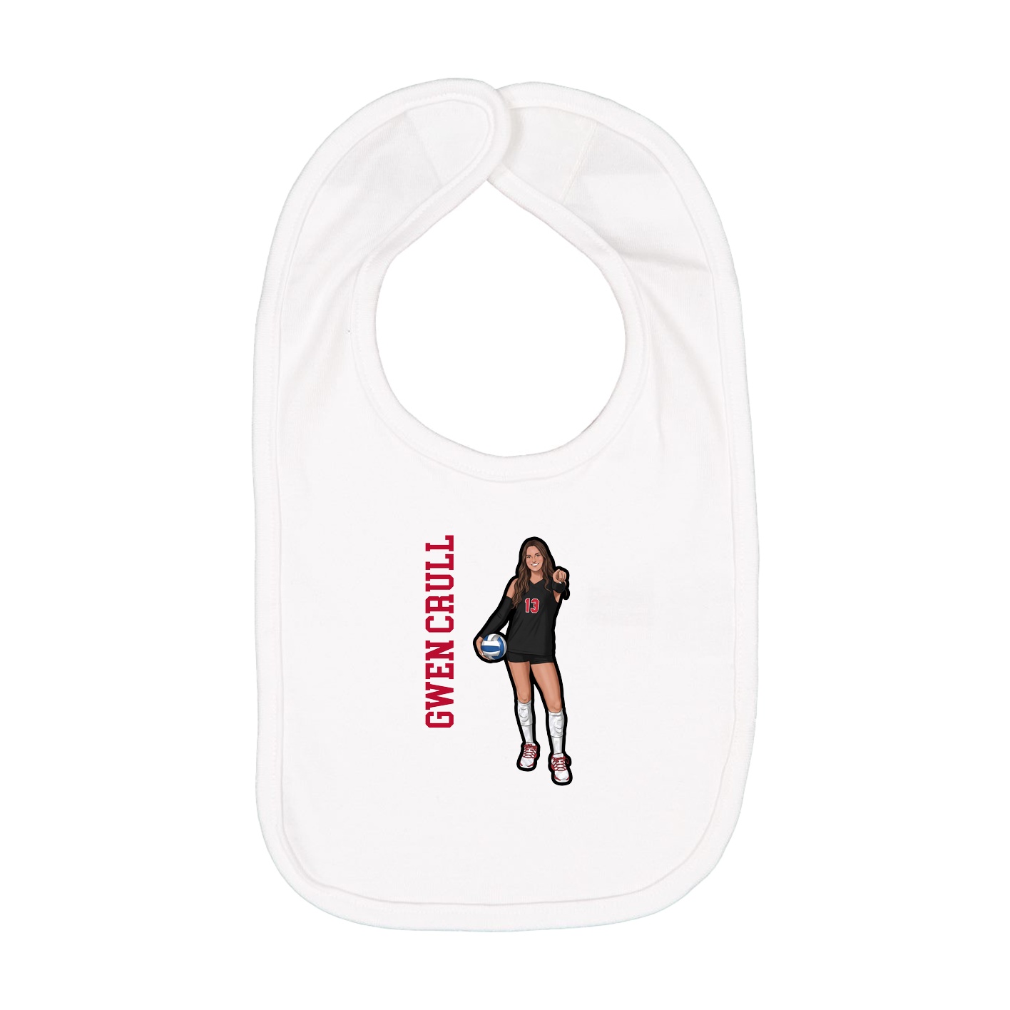 Infant Bib — Name Vertical in White