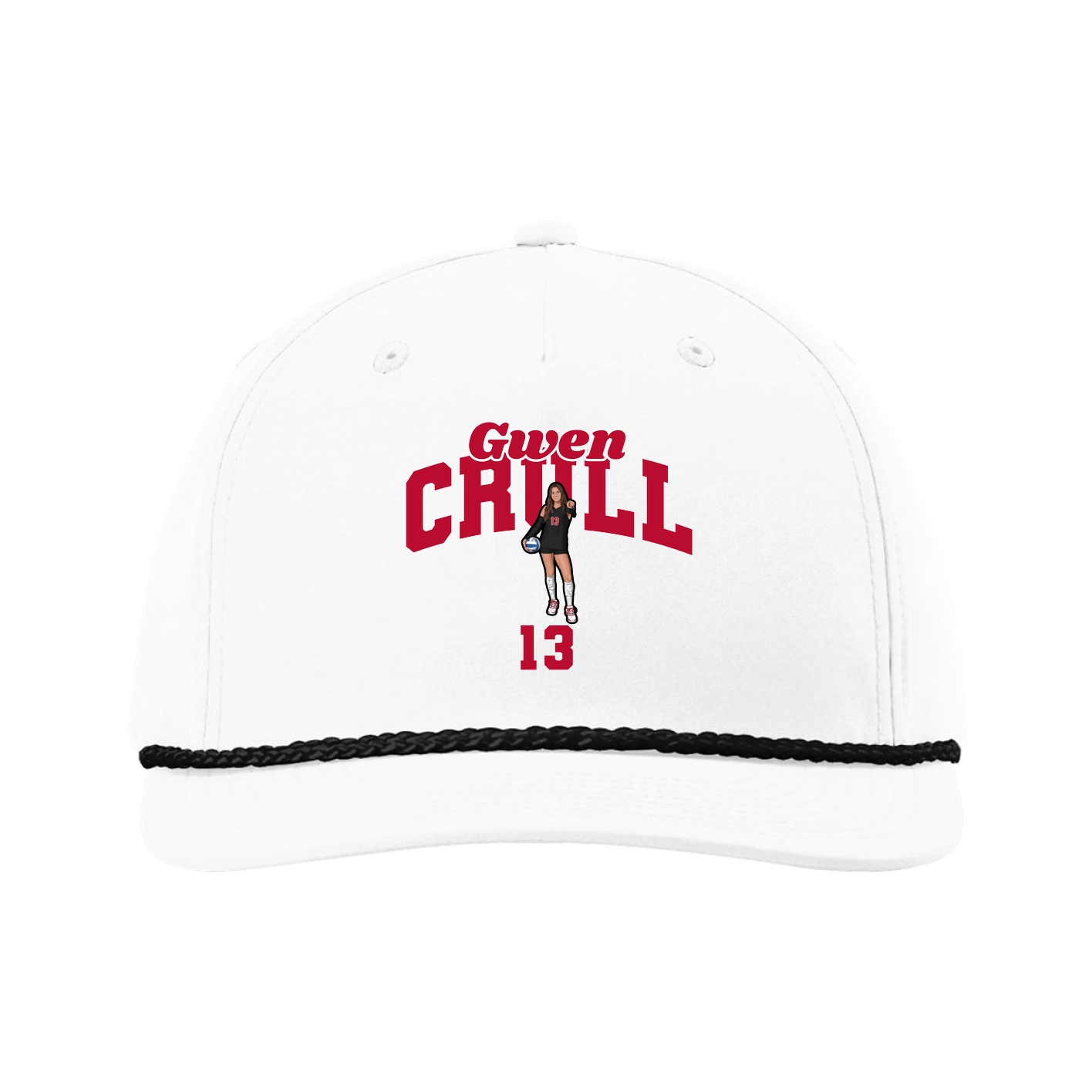 Five-Panel Classic Rope Cap — Signature Arch in White
