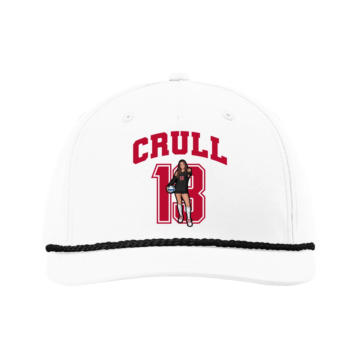 Five-Panel Classic Rope Cap — Number in White