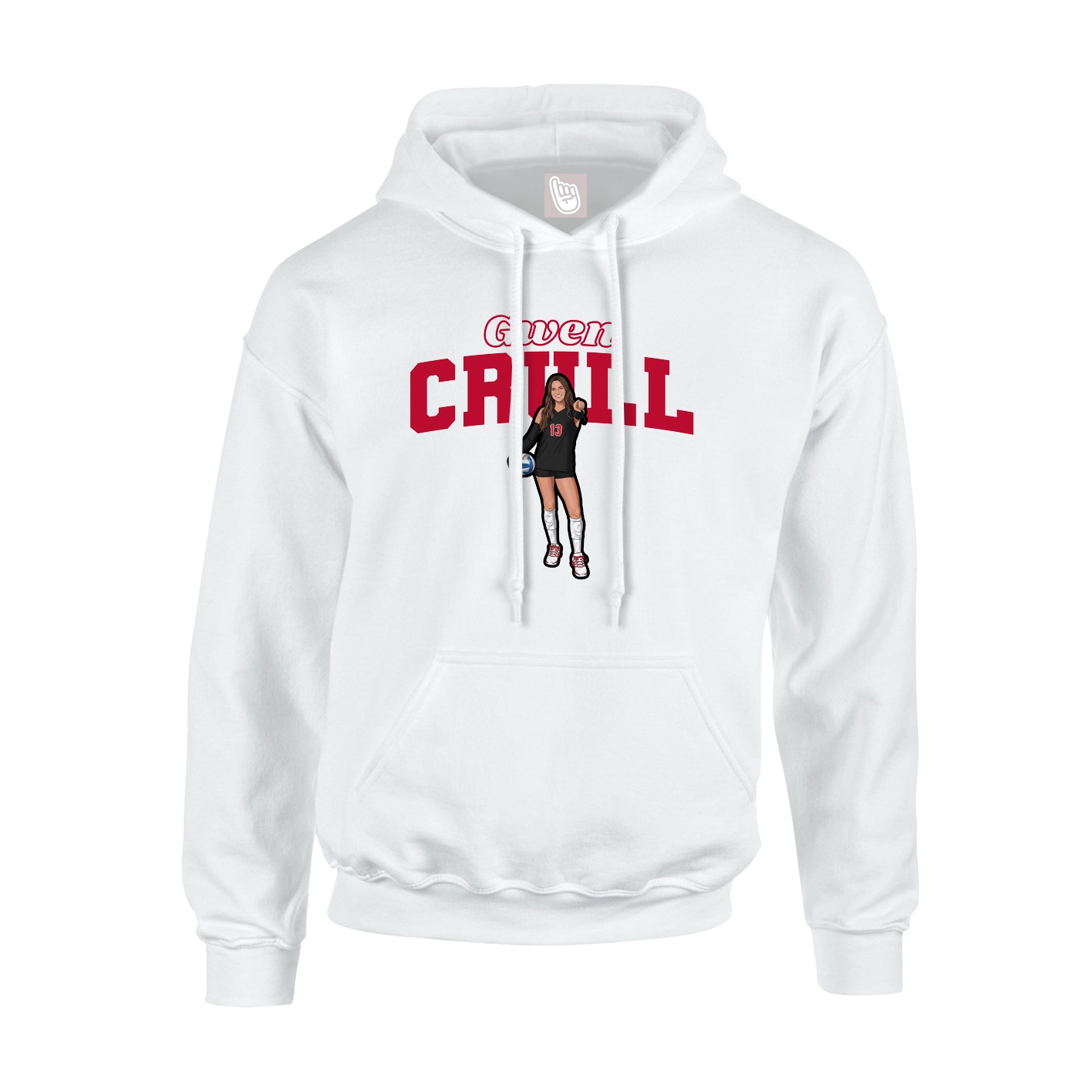 Youth Hoodie — Name Arch in White