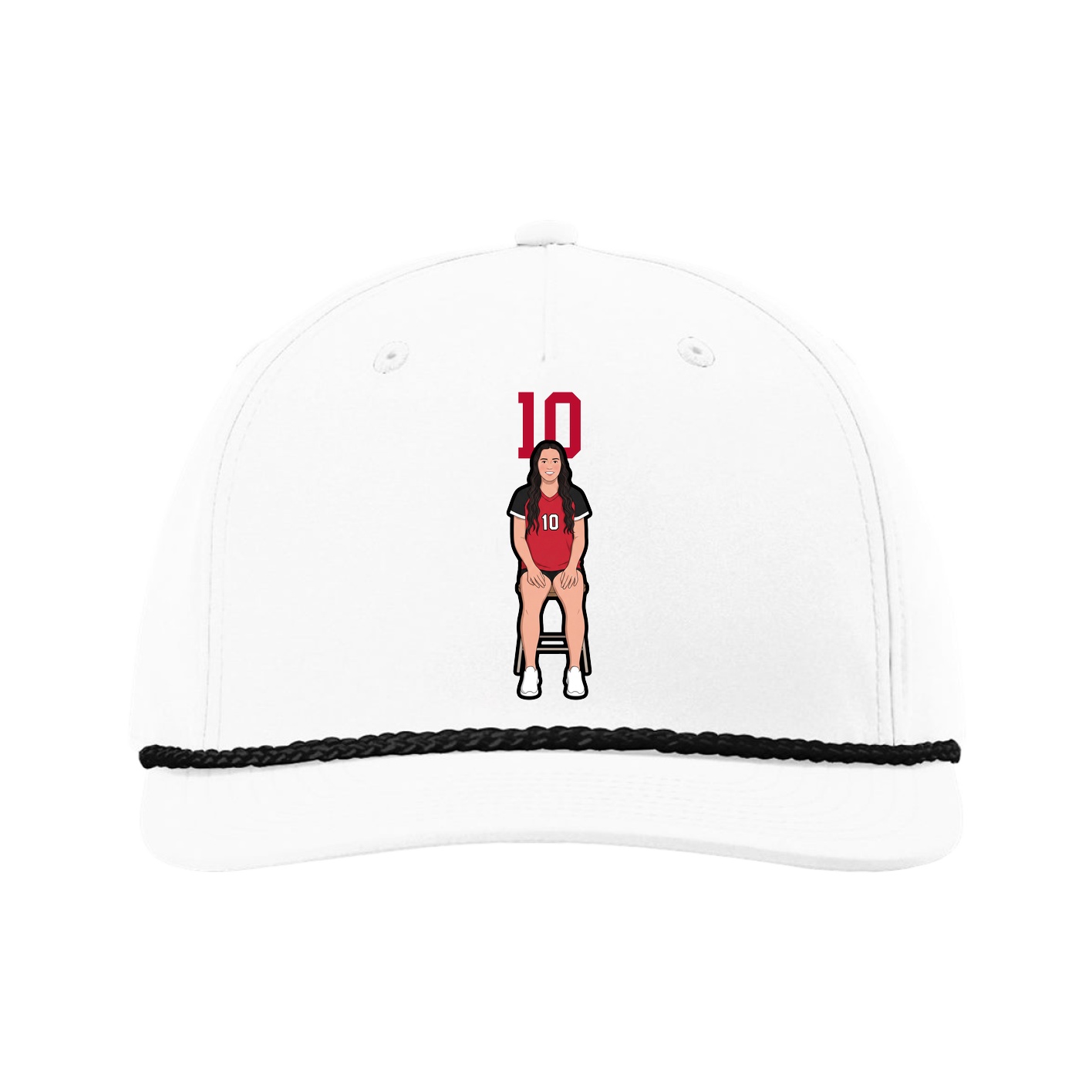Five-Panel Classic Rope Cap — Number Top in White