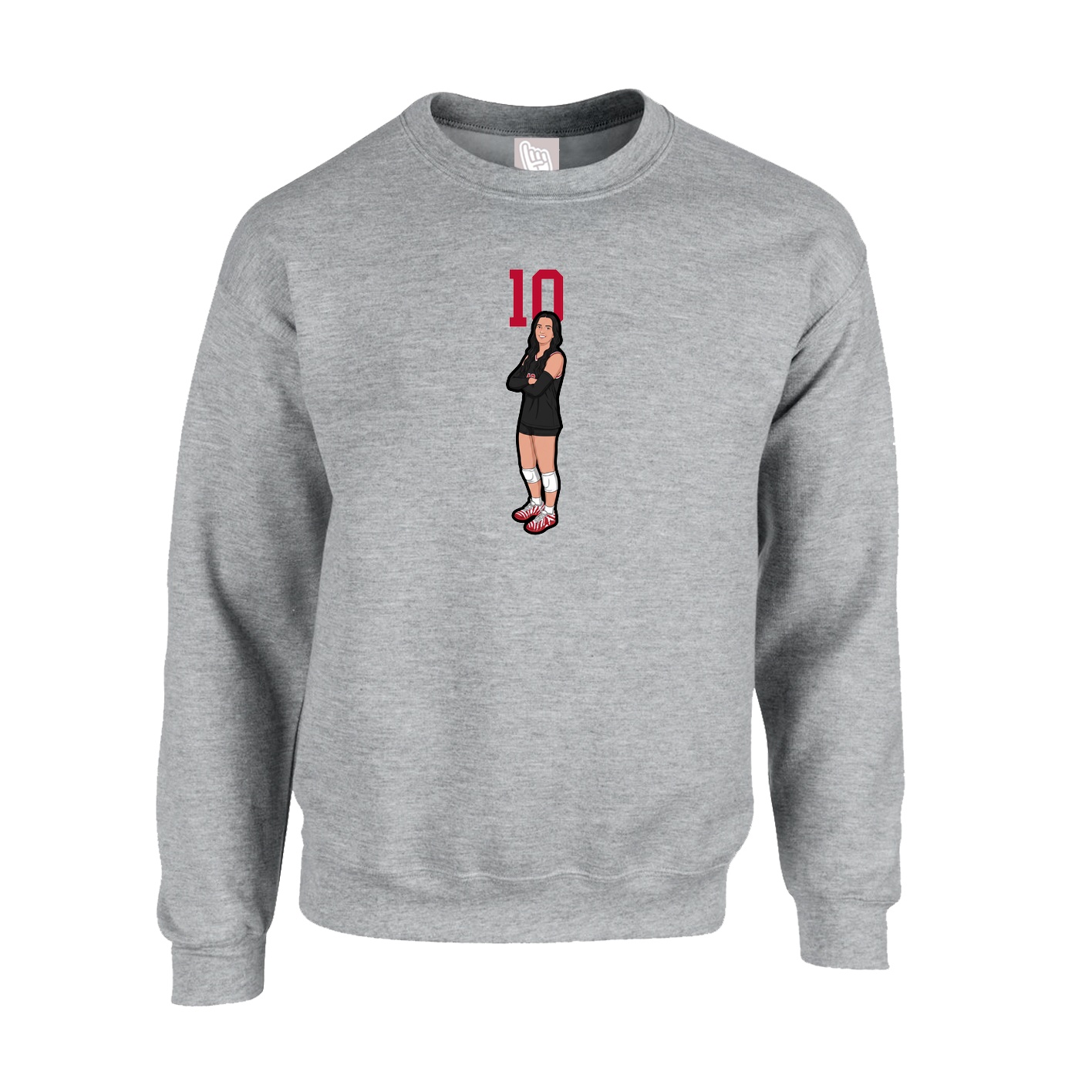 Fleece Crew — Number Top in Grey