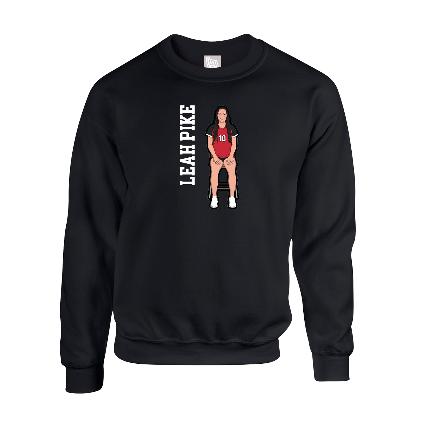Fleece Crew — Name Vertical in Black