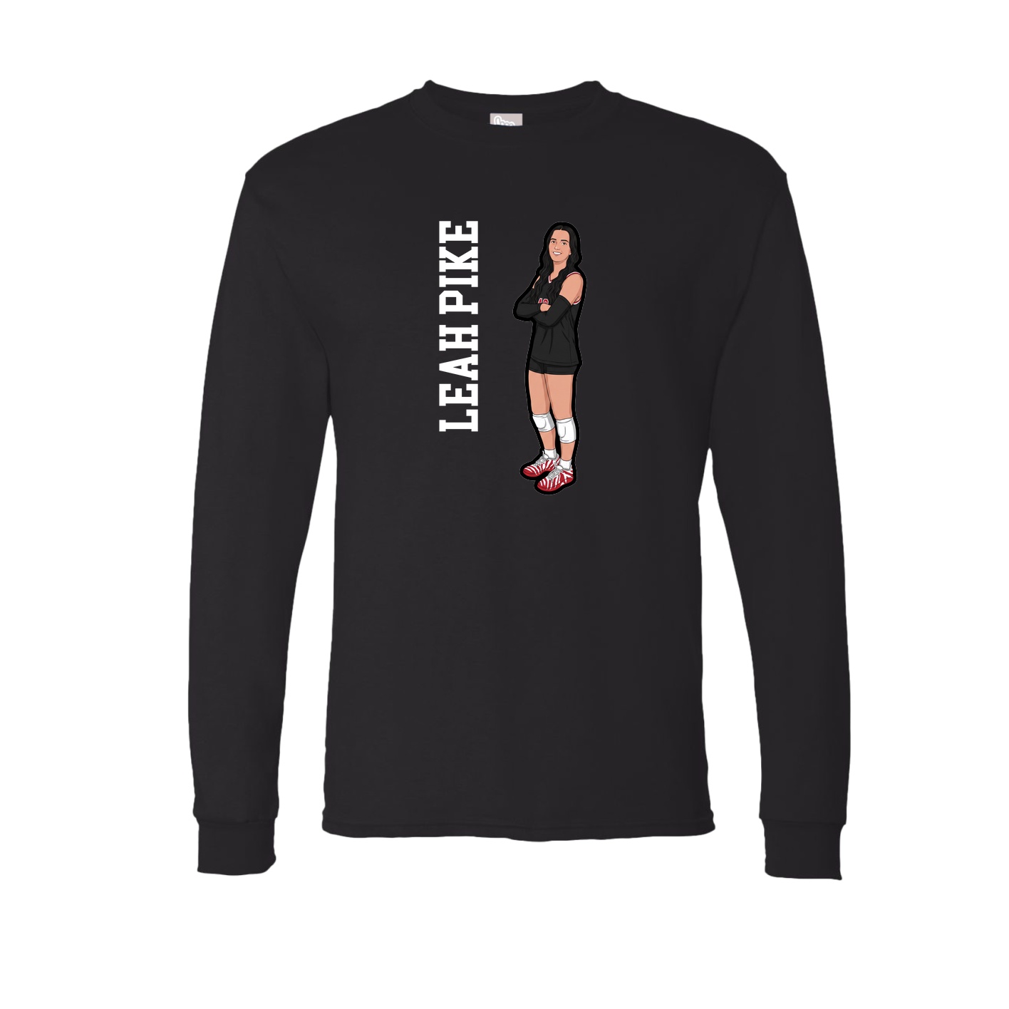 Long Sleeve Tee — Name Vertical in Black
