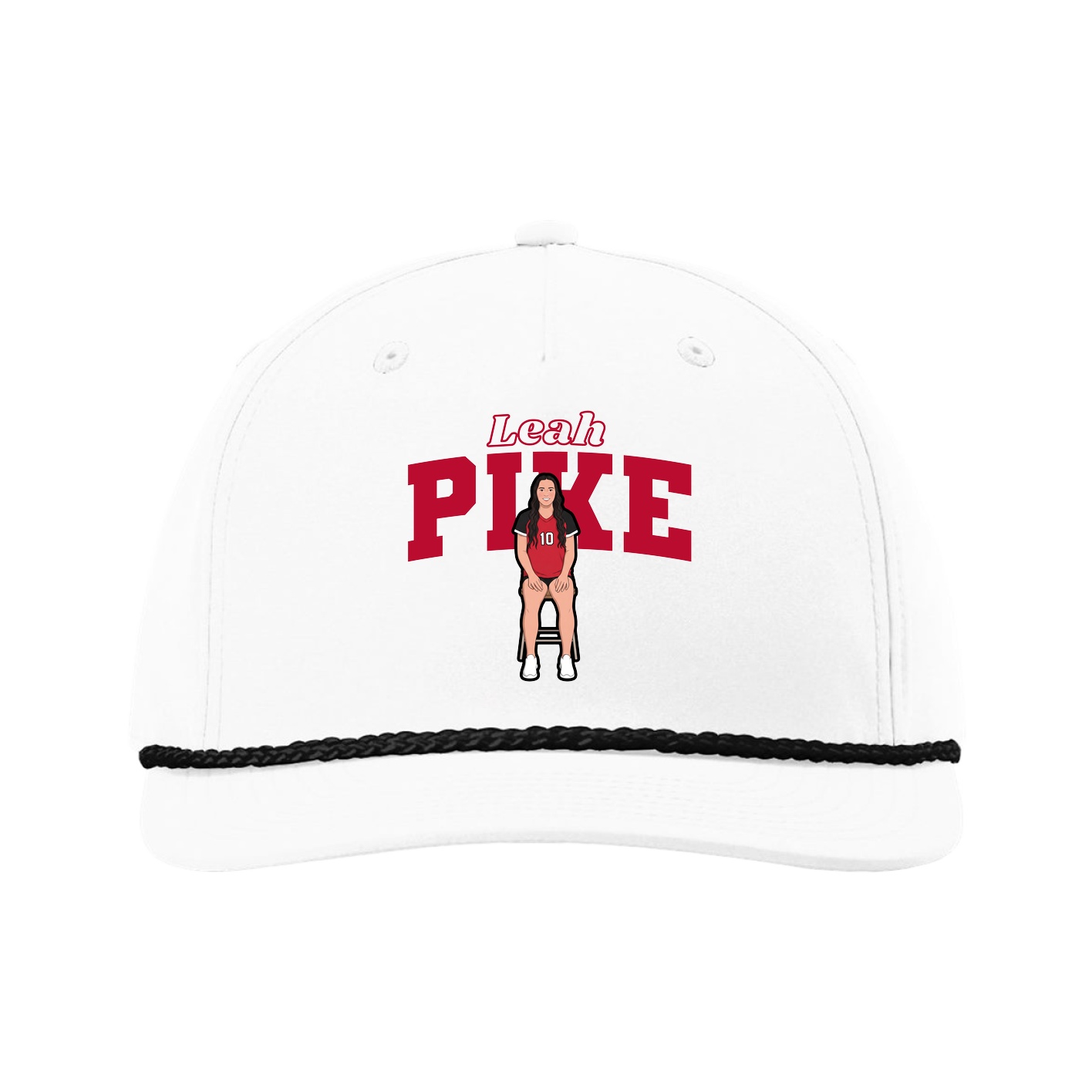 Five-Panel Classic Rope Cap — Name Arch in White