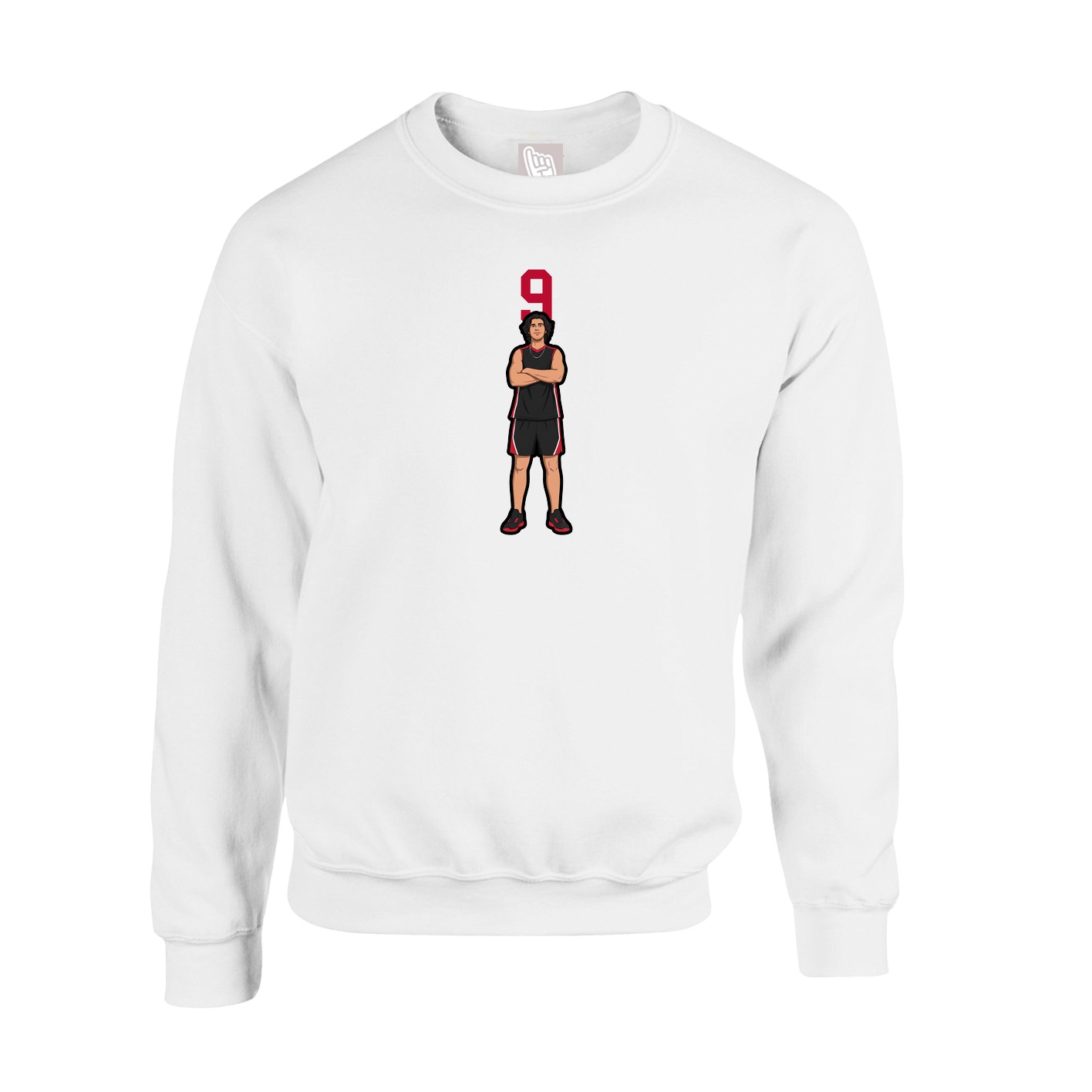 Fleece Crew — Number Top in White
