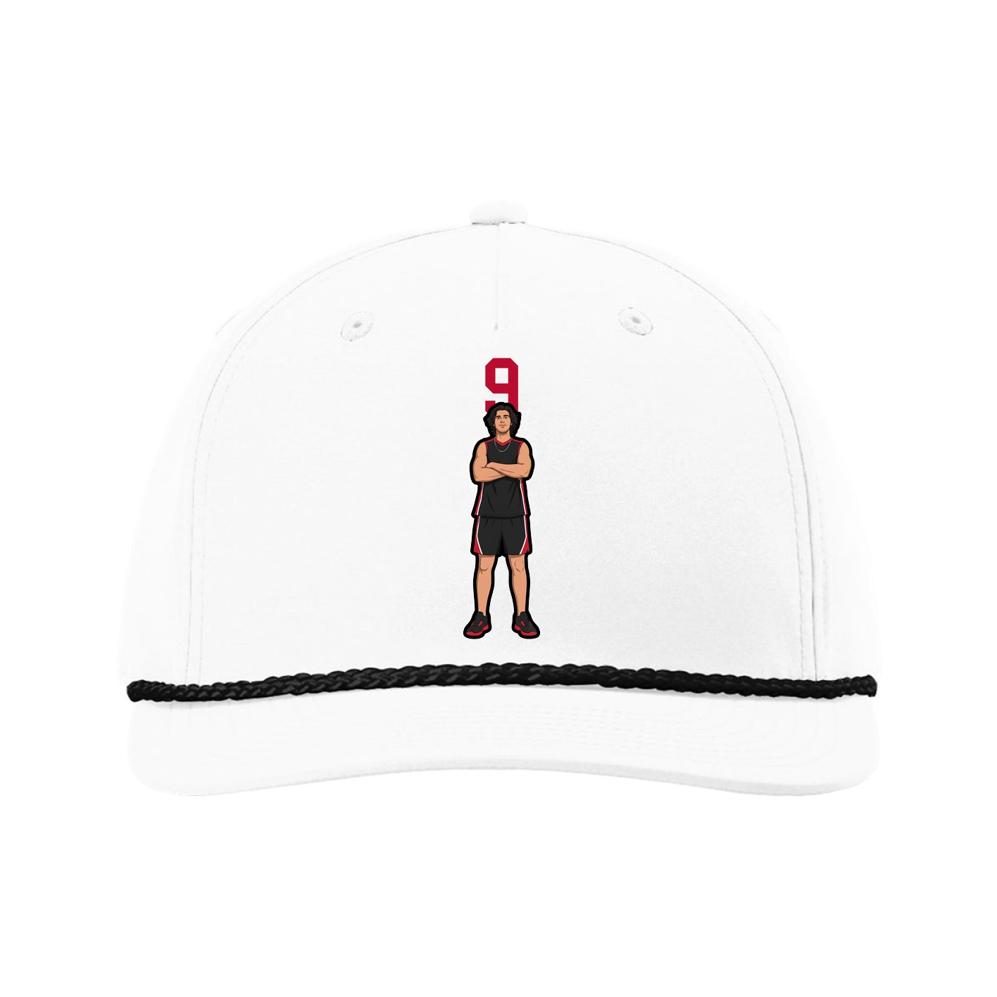 Five-Panel Classic Rope Cap — Number Top in White