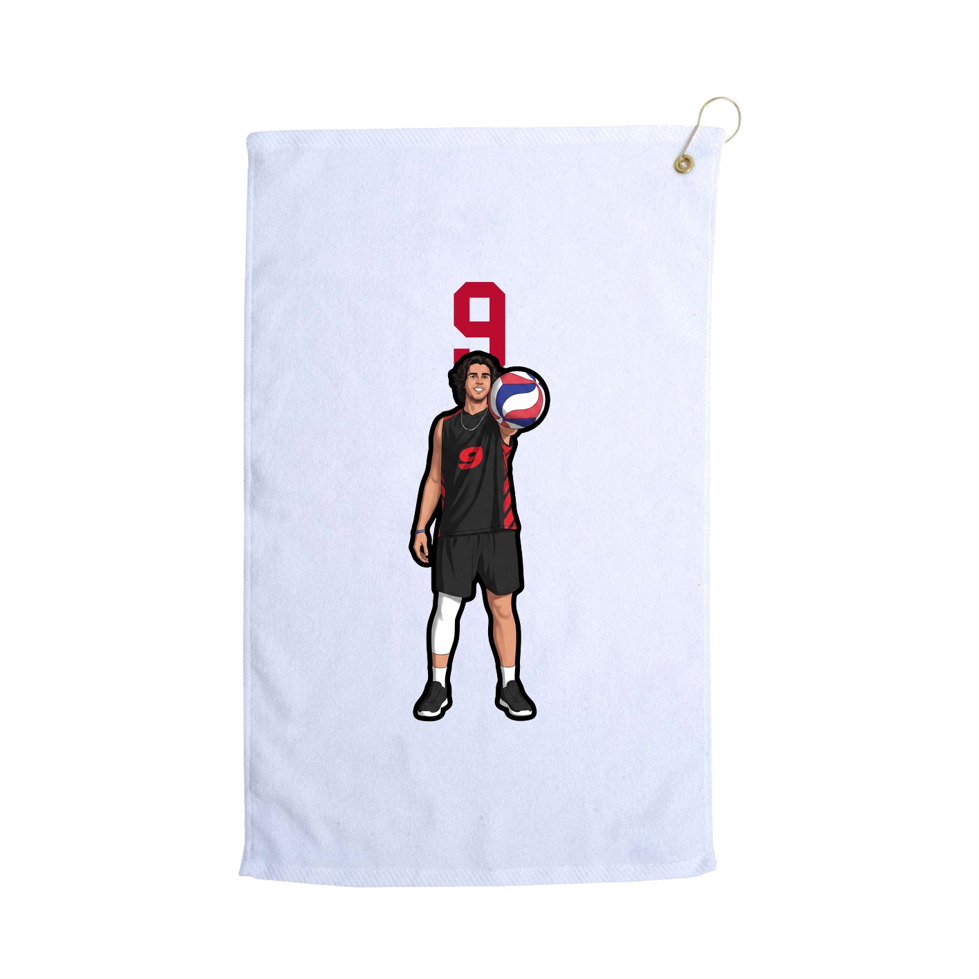 Golf Towel — Number Top in White