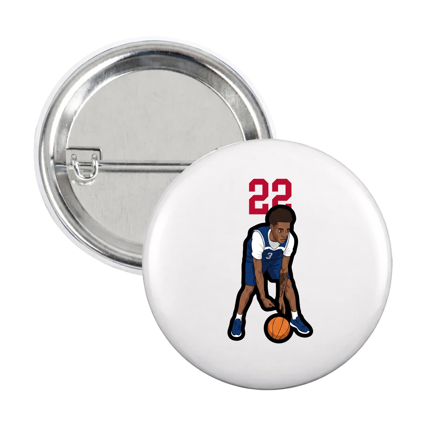 Game Day Button — Number Top in White