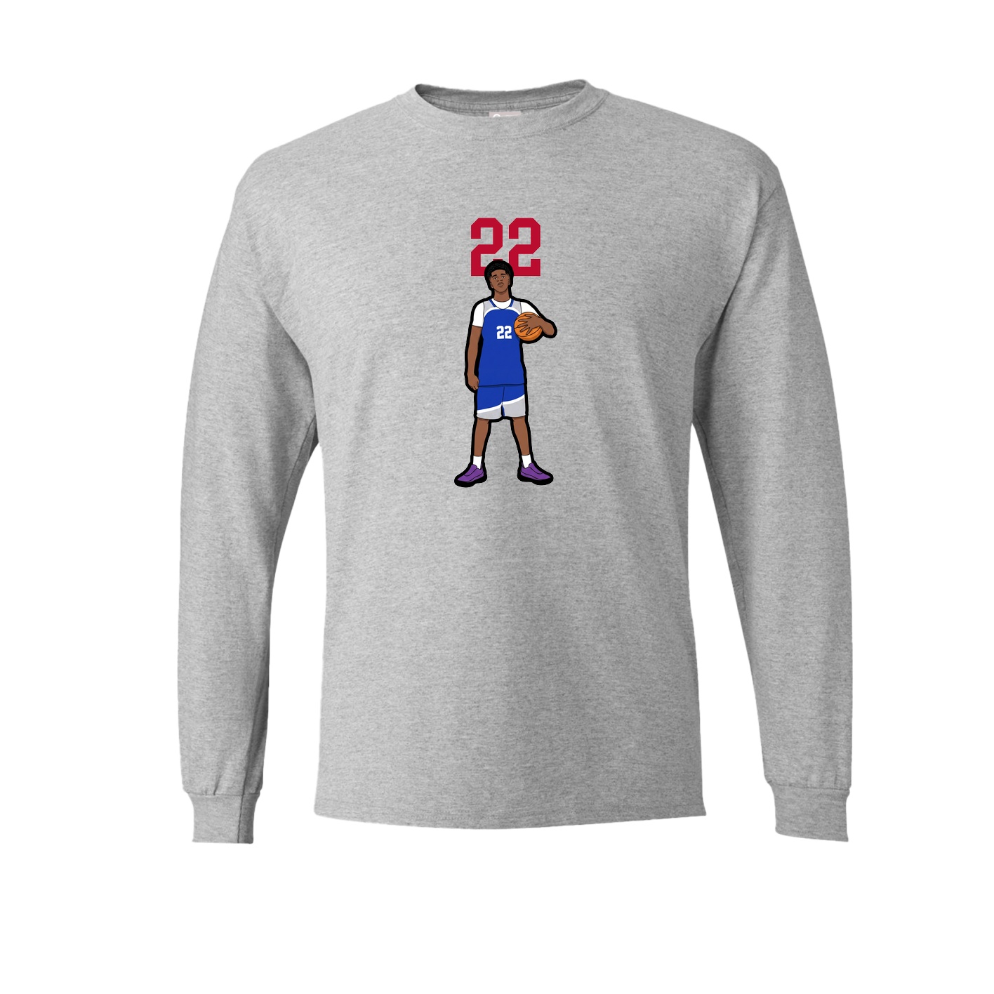 Long Sleeve Tee — Number Top in Grey