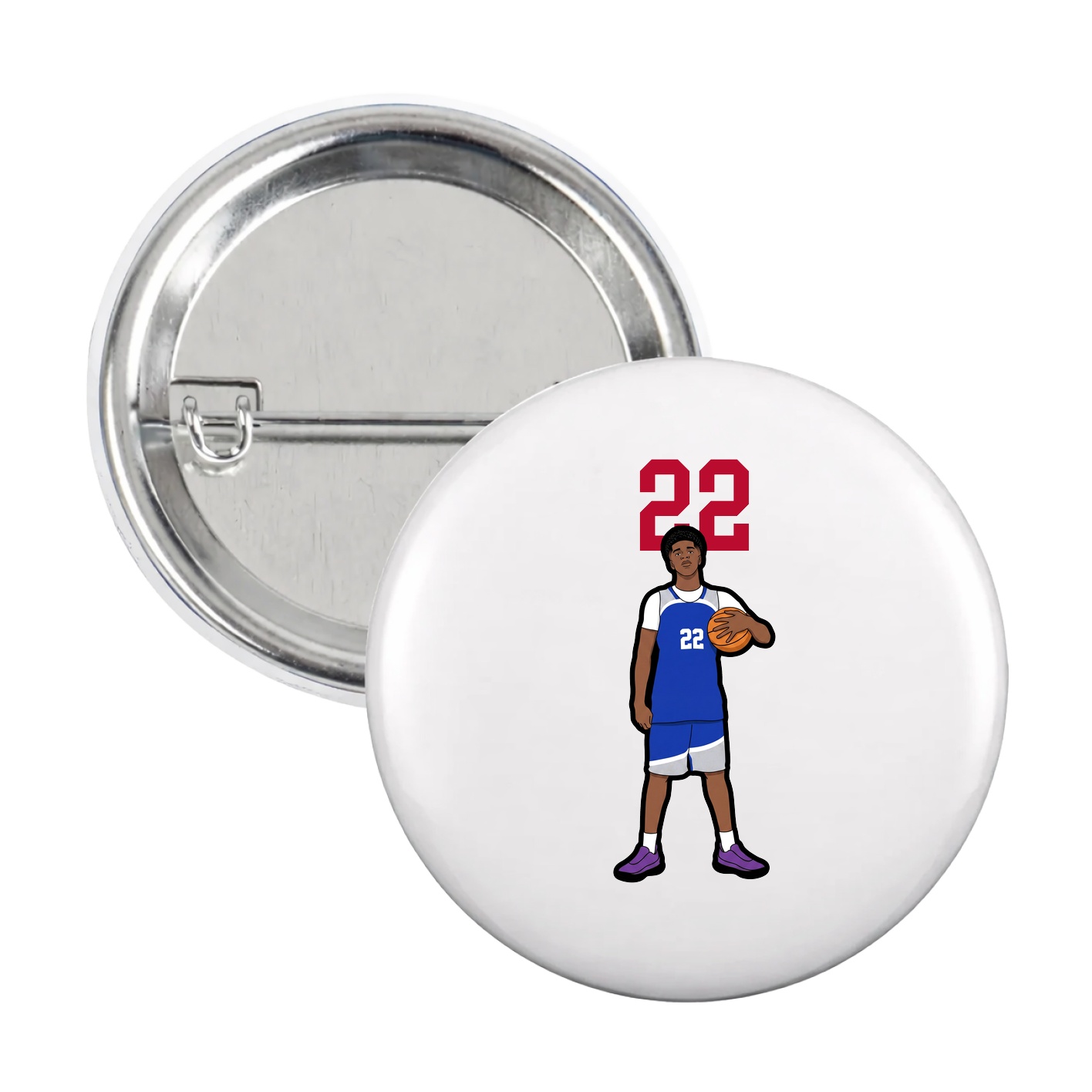 Game Day Button — Number Top in White