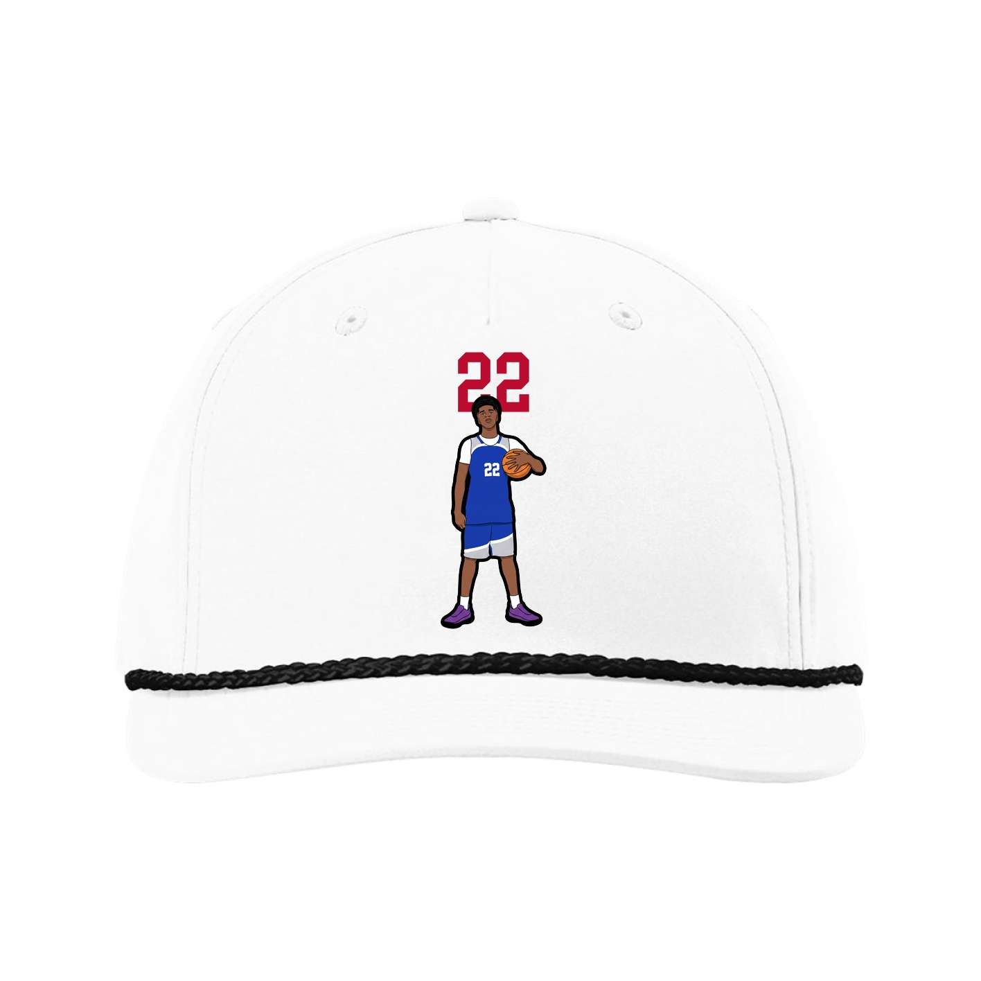 Five-Panel Classic Rope Cap — Number Top in White