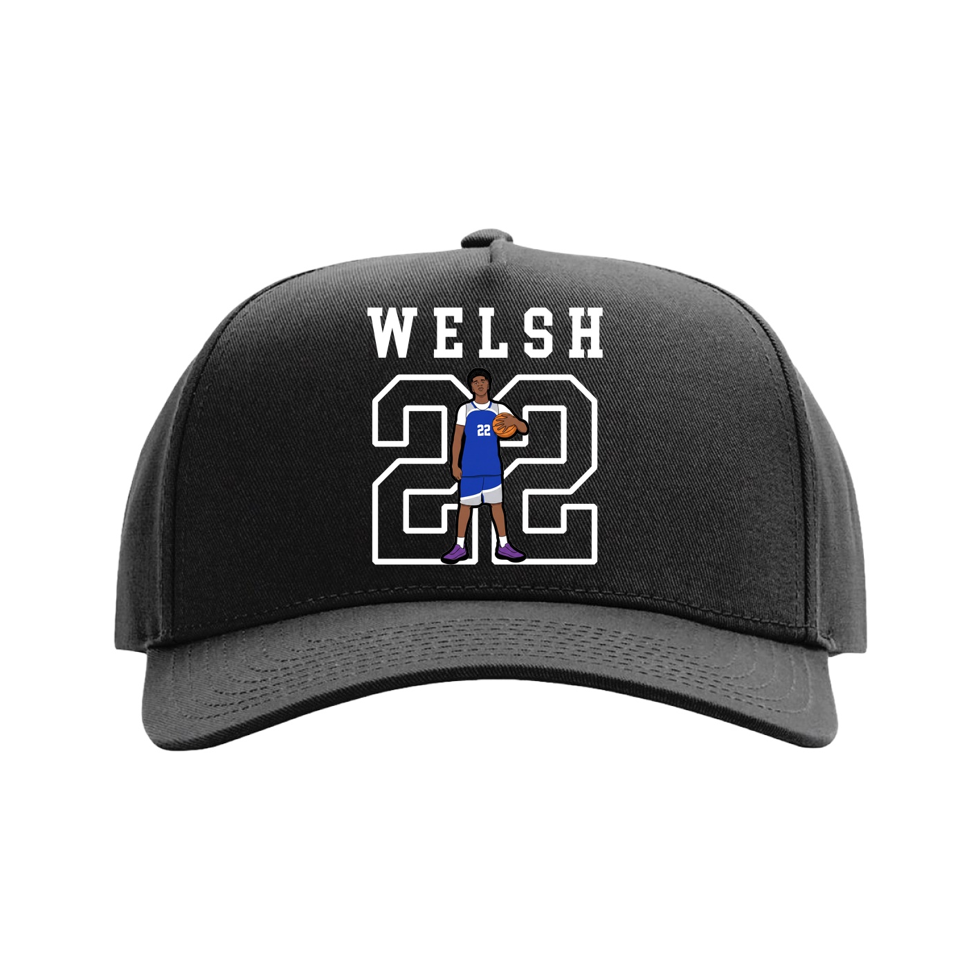 Full Fabric Five-Panel Champ Cap — Shirsey in Black