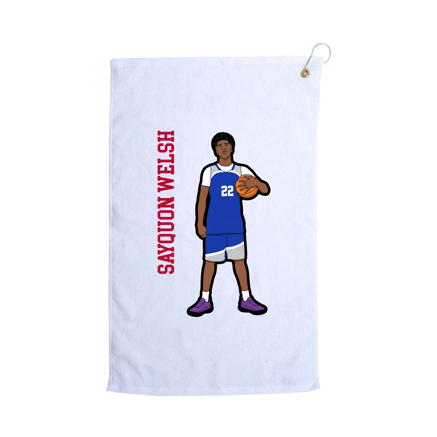 Golf Towel — Name Vertical in White