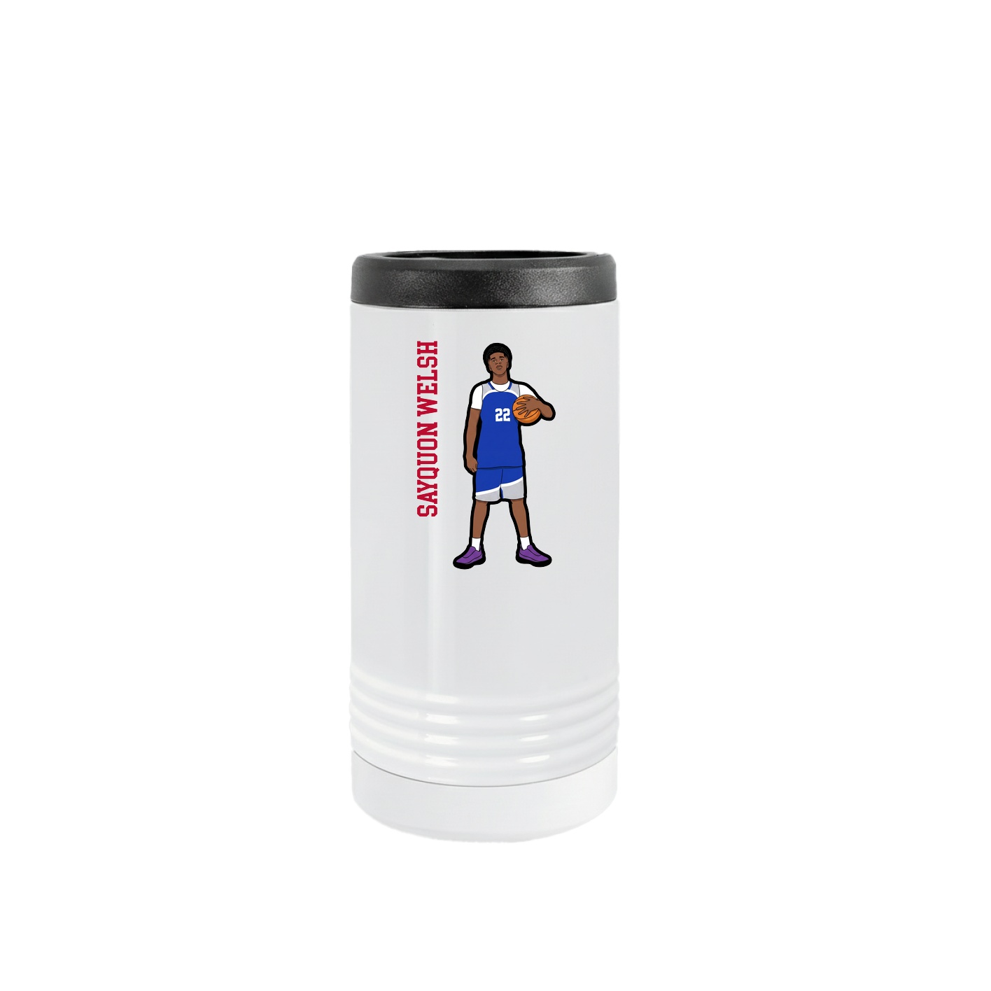 Slim Beverage Holder — Name Vertical in White