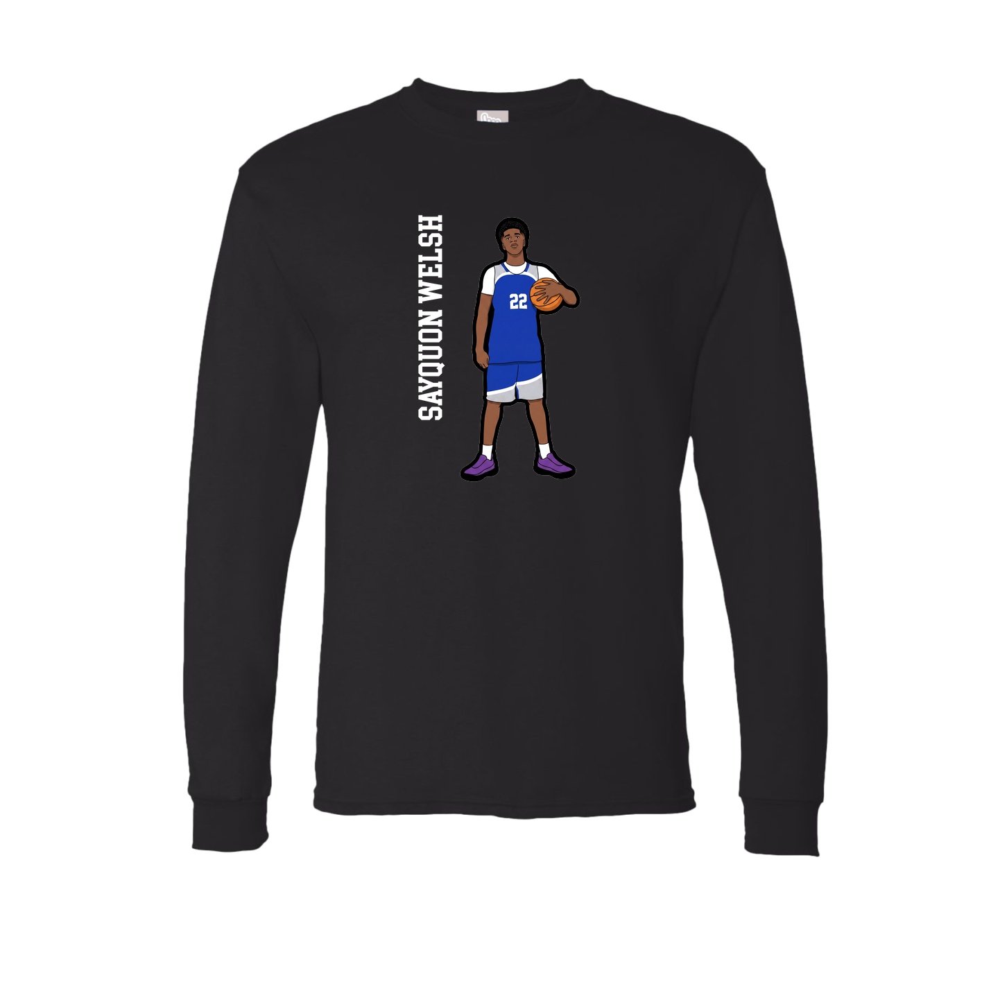 Long Sleeve Tee — Name Vertical in Black