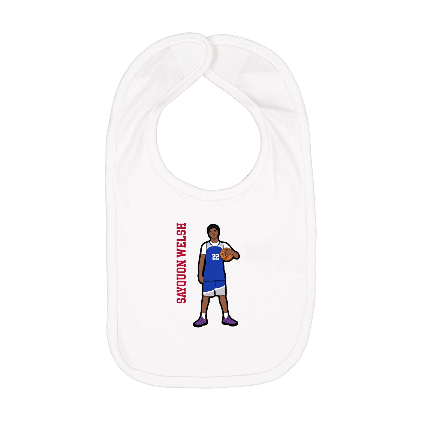 Infant Bib — Name Vertical in White