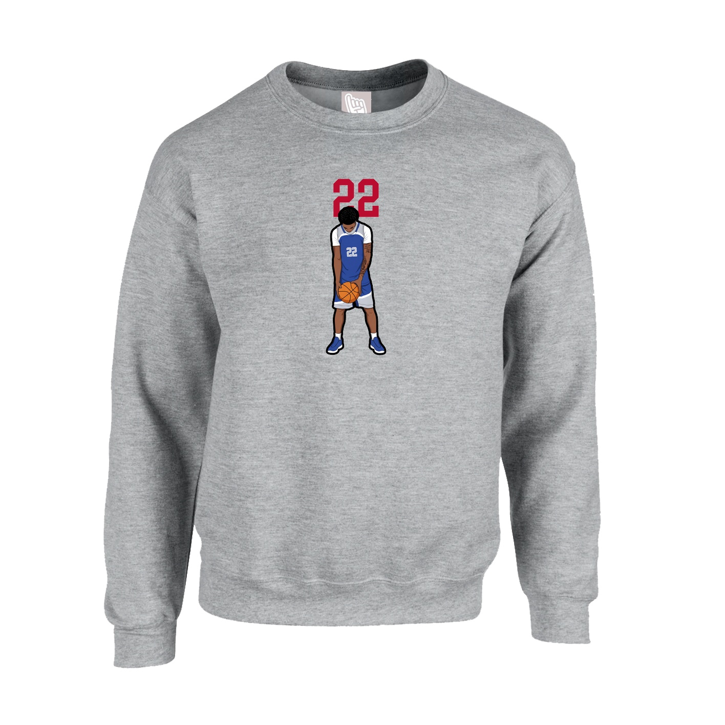 Fleece Crew — Number Top in Grey