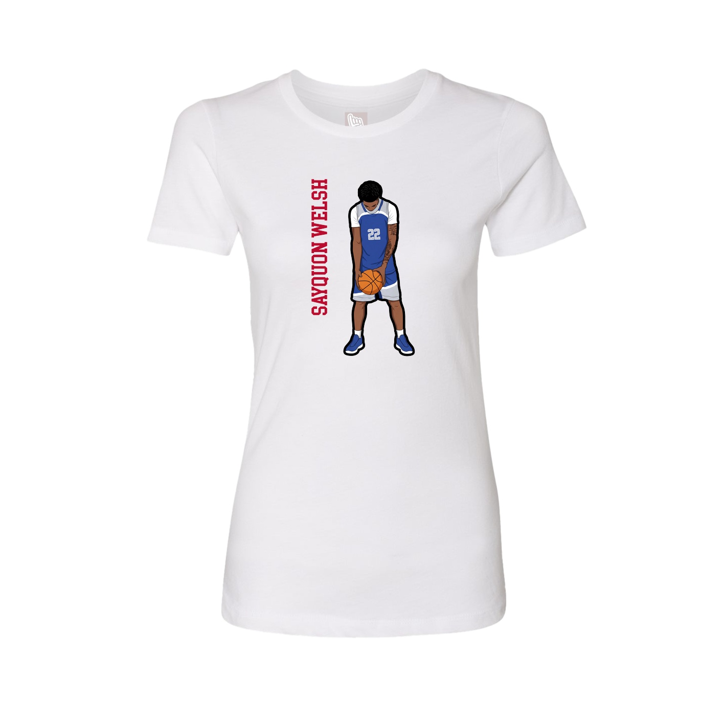 Fitted Women's Tee — Name Vertical in White