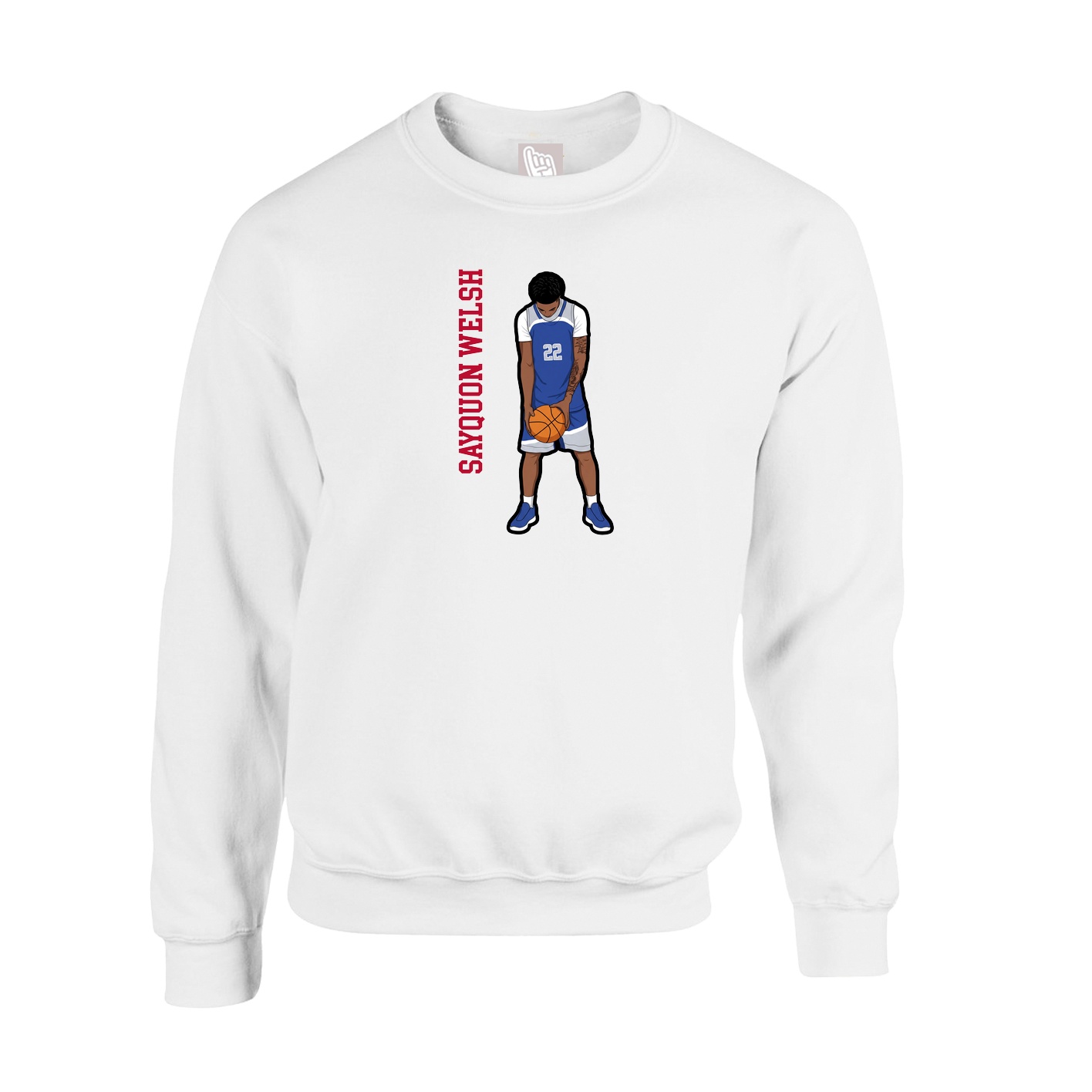Fleece Crew — Name Vertical in White