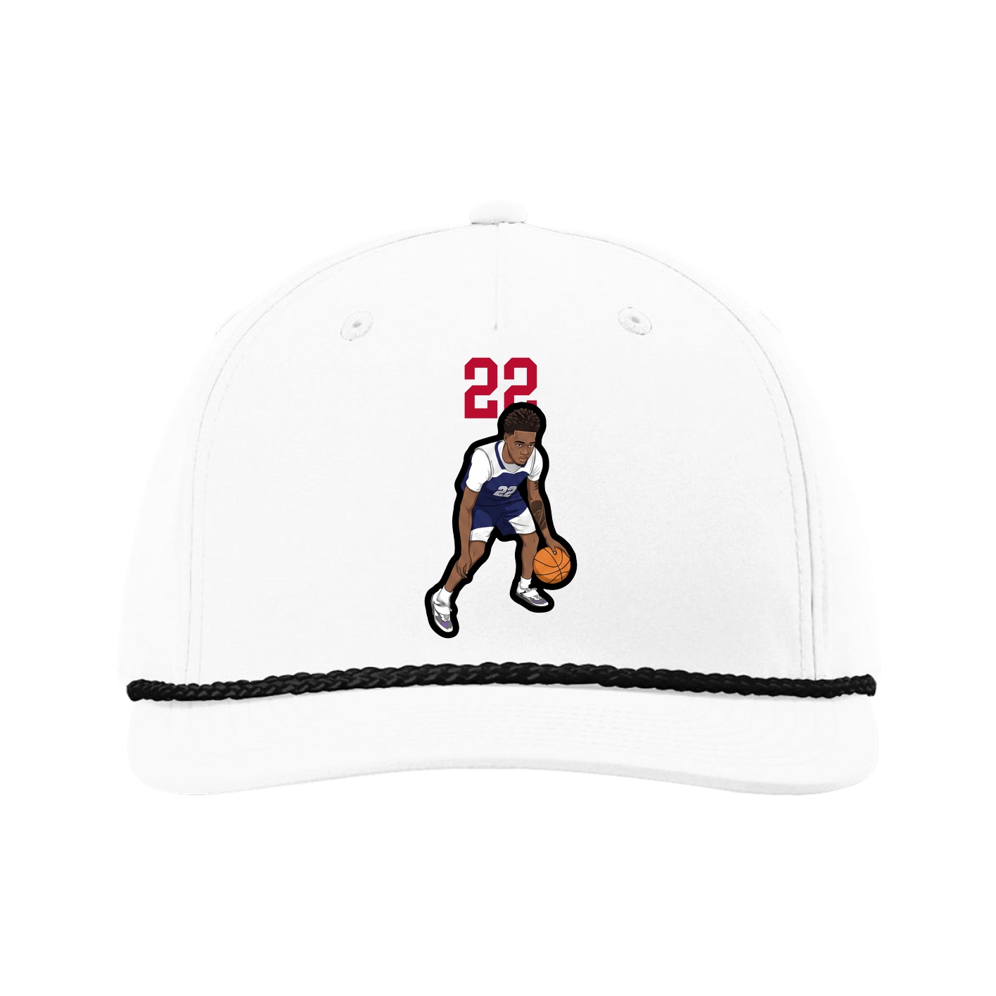 Five-Panel Classic Rope Cap — Number Top in White