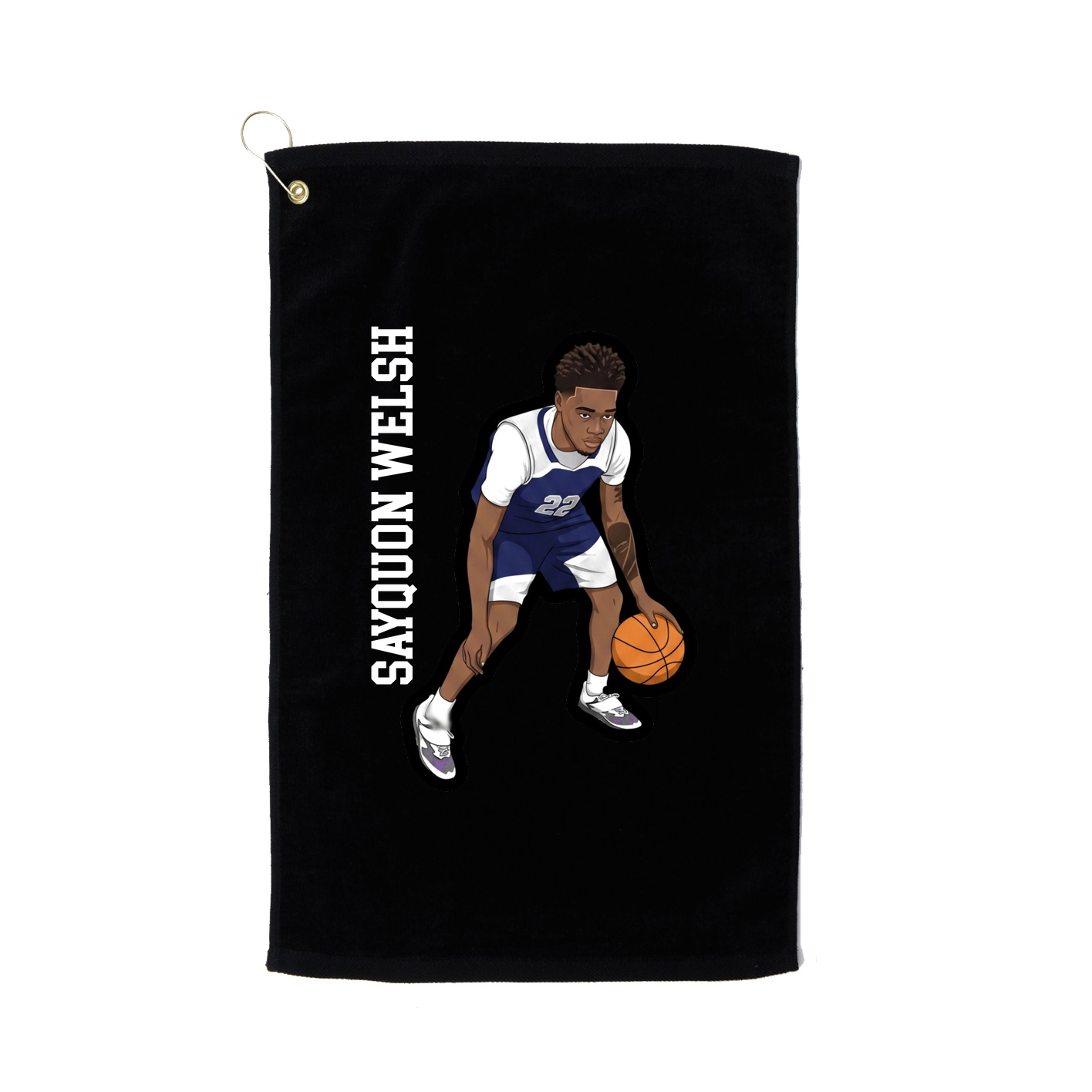 Golf Towel — Name Vertical in Black
