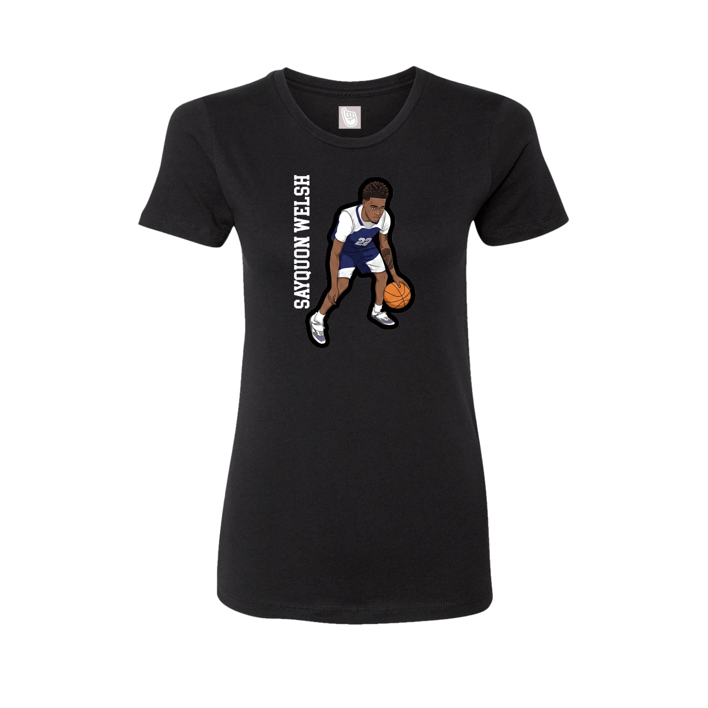 Fitted Women's Tee — Name Vertical in Black