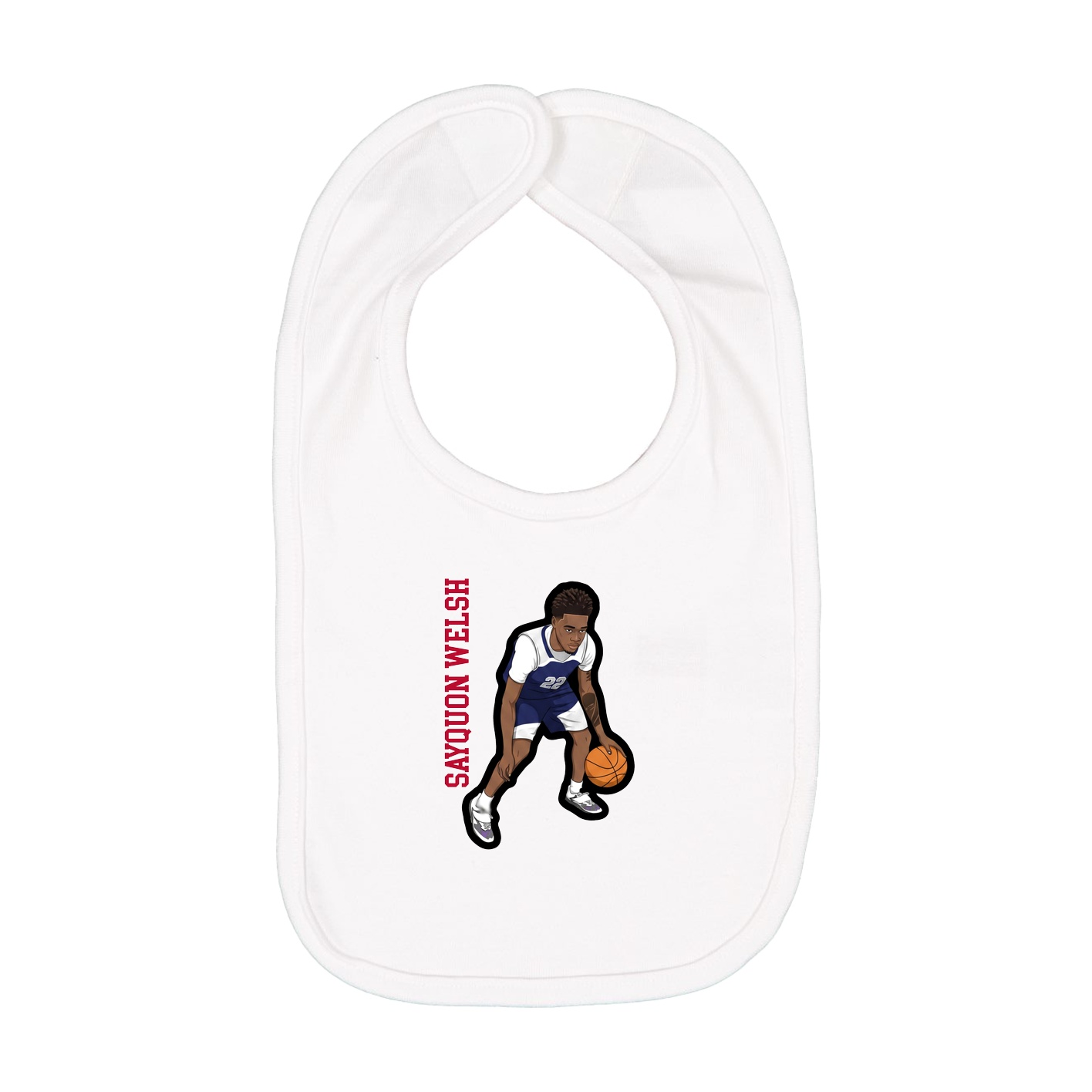 Infant Bib — Name Vertical in White