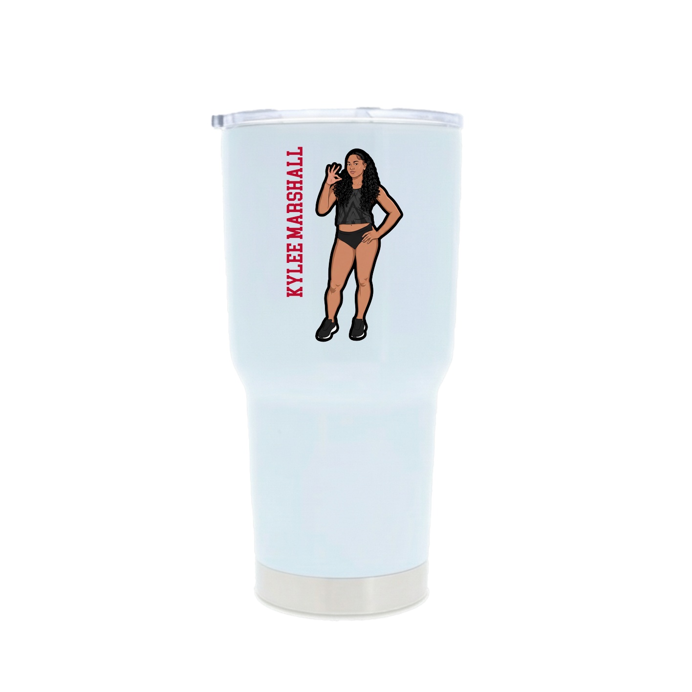 30oz Stainless Steel Tumbler — Name Vertical in White
