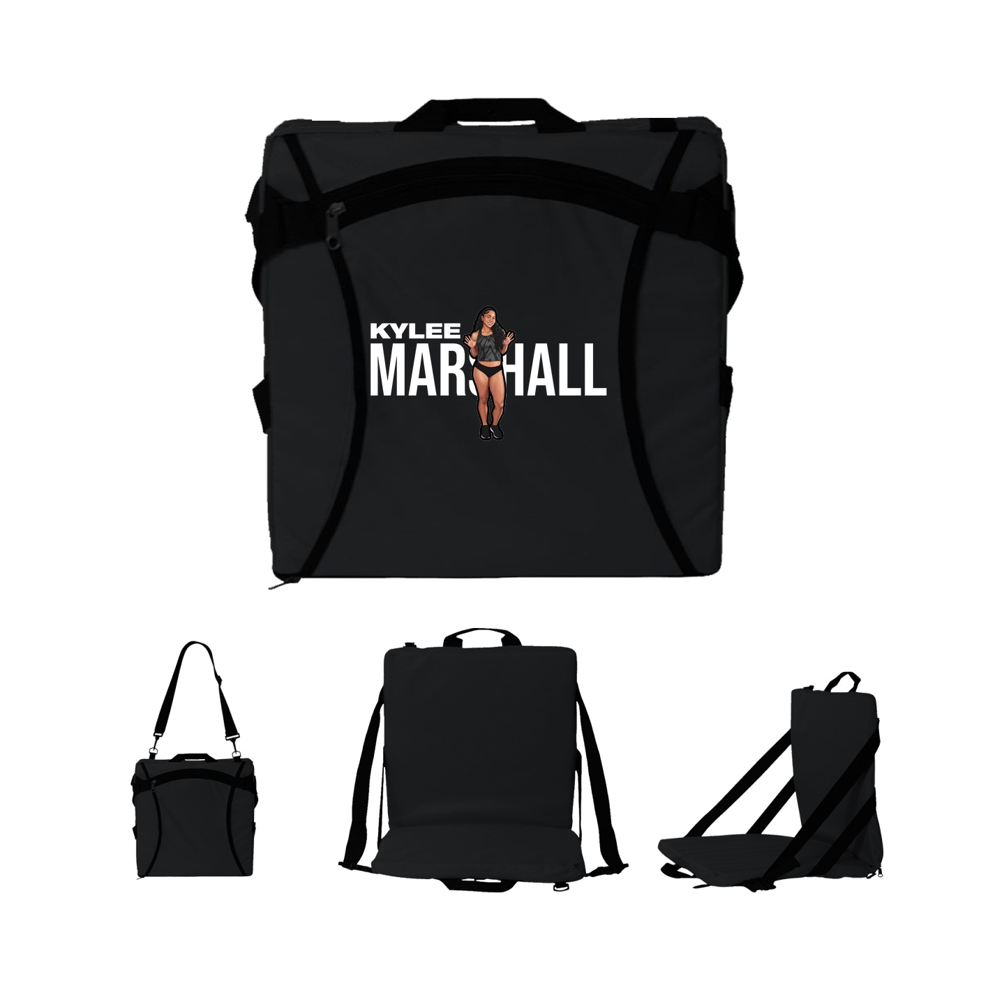 Folding Stadium Seat — Player Name in Black