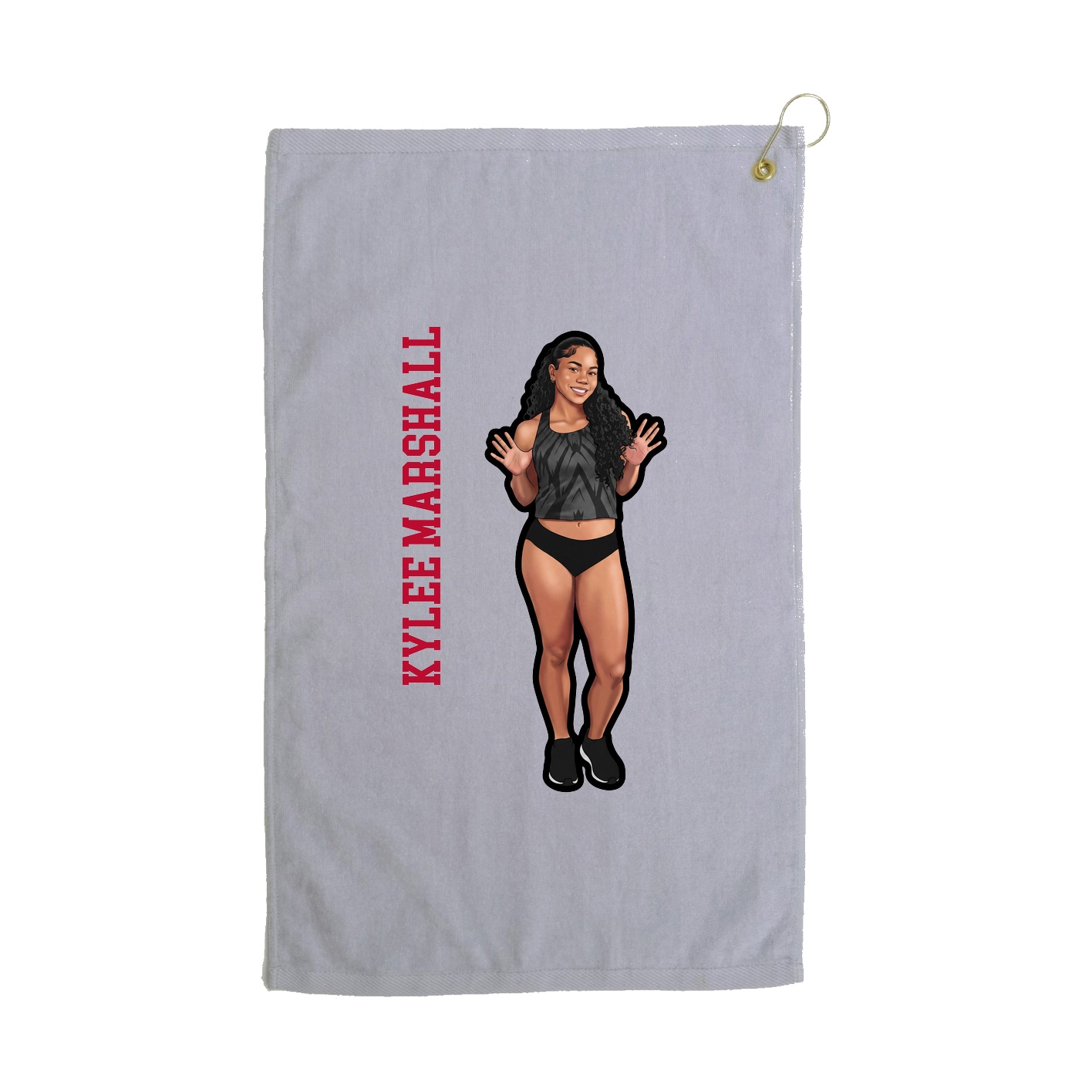 Golf Towel — Name Vertical in Grey